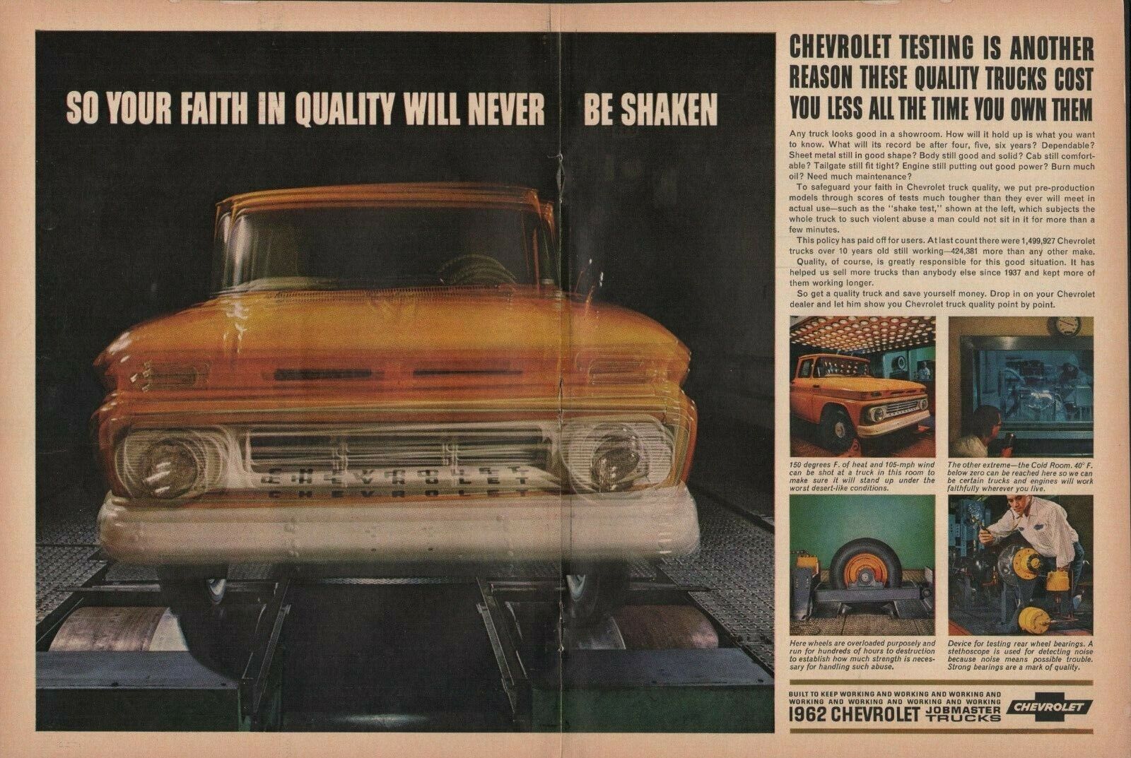 1962 2pg Print Ad of Chevrolet Chevy Jobmaster Pickup Truck