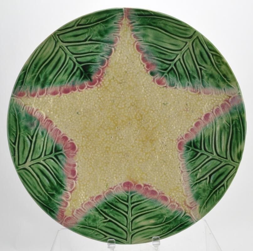 Antique GSB Etruscan Majolica Sea Star Cauliflower Plate 9.5\