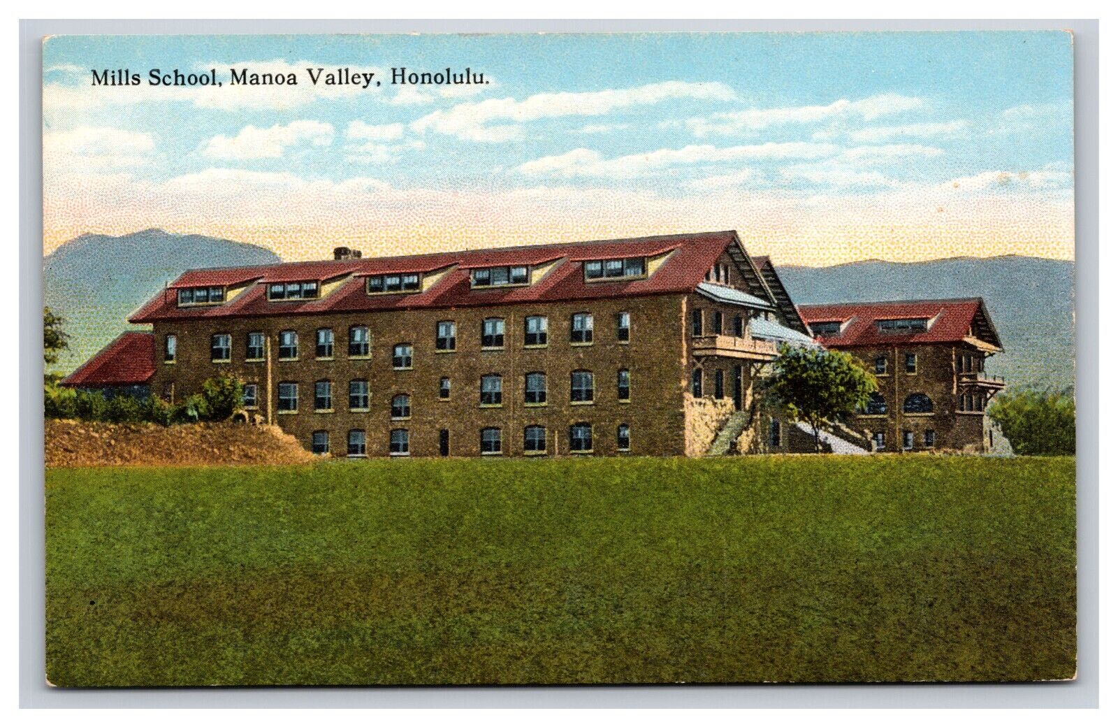 Mills School, Manoa Valley Hawaii HI Postcard