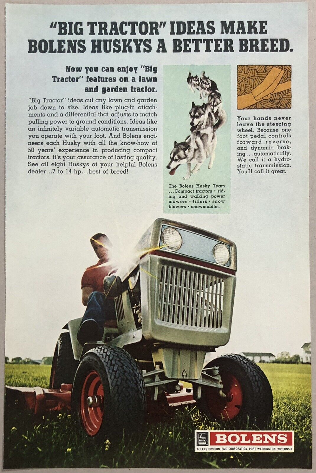Vintage 1970 Original Print Advertisement Full Page - Bolens A Better Breed