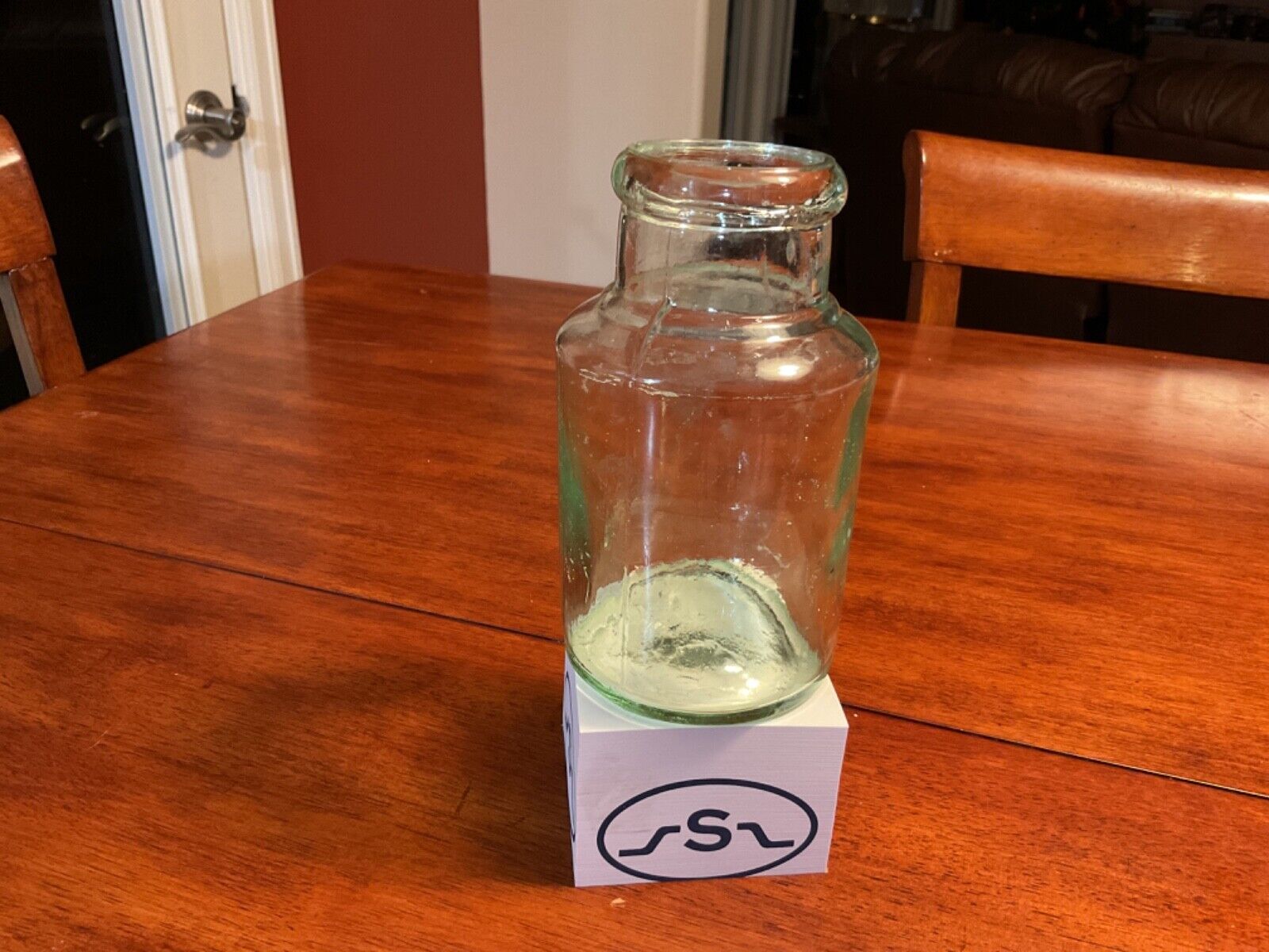 Vintage Gorgeous Apple Green Wax Seal Applied Top Fruit Jar