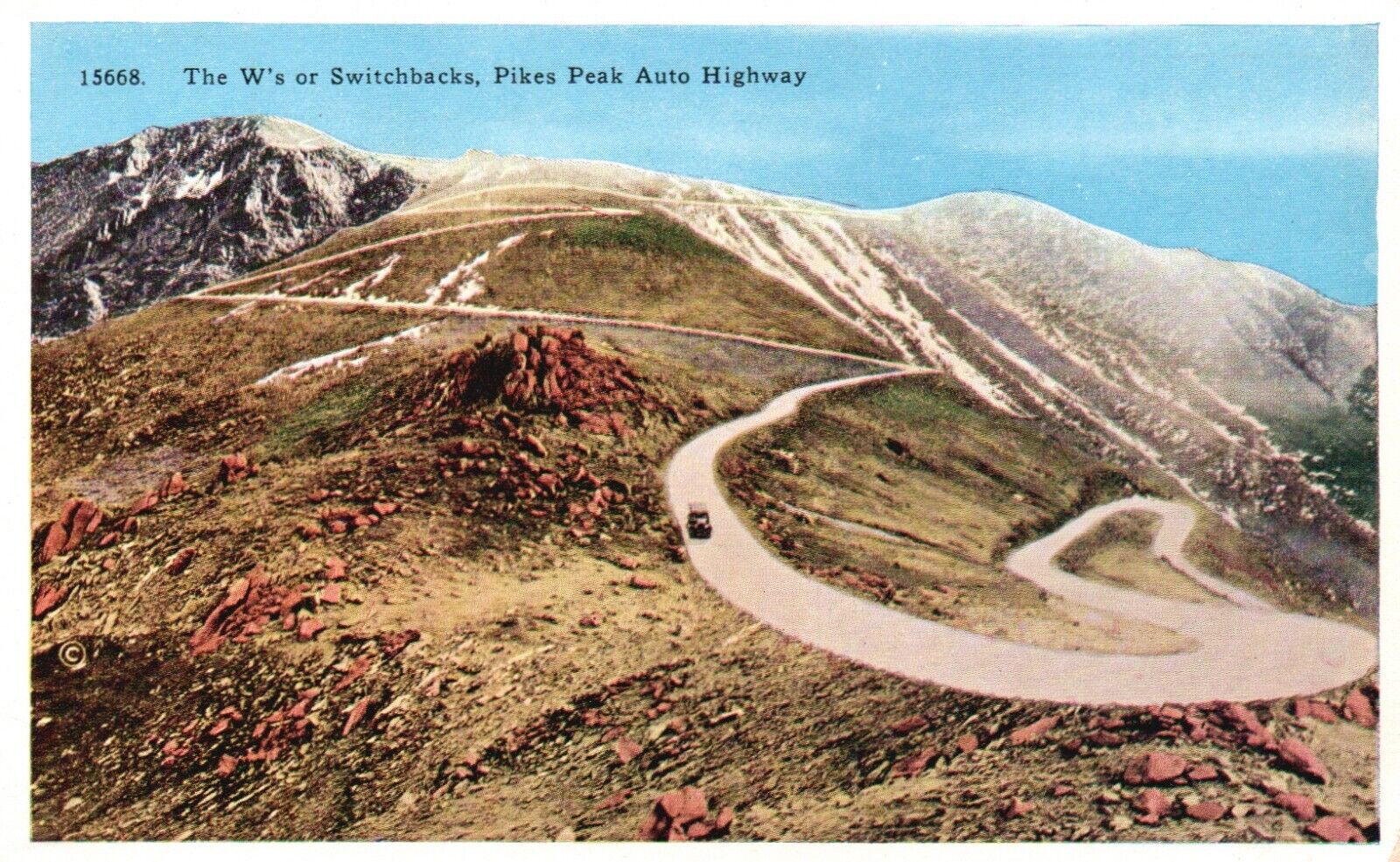 Postcard CO Pikes Peak Auto Highway The Ws or Switchbacks 1932 Vintage PC H8420