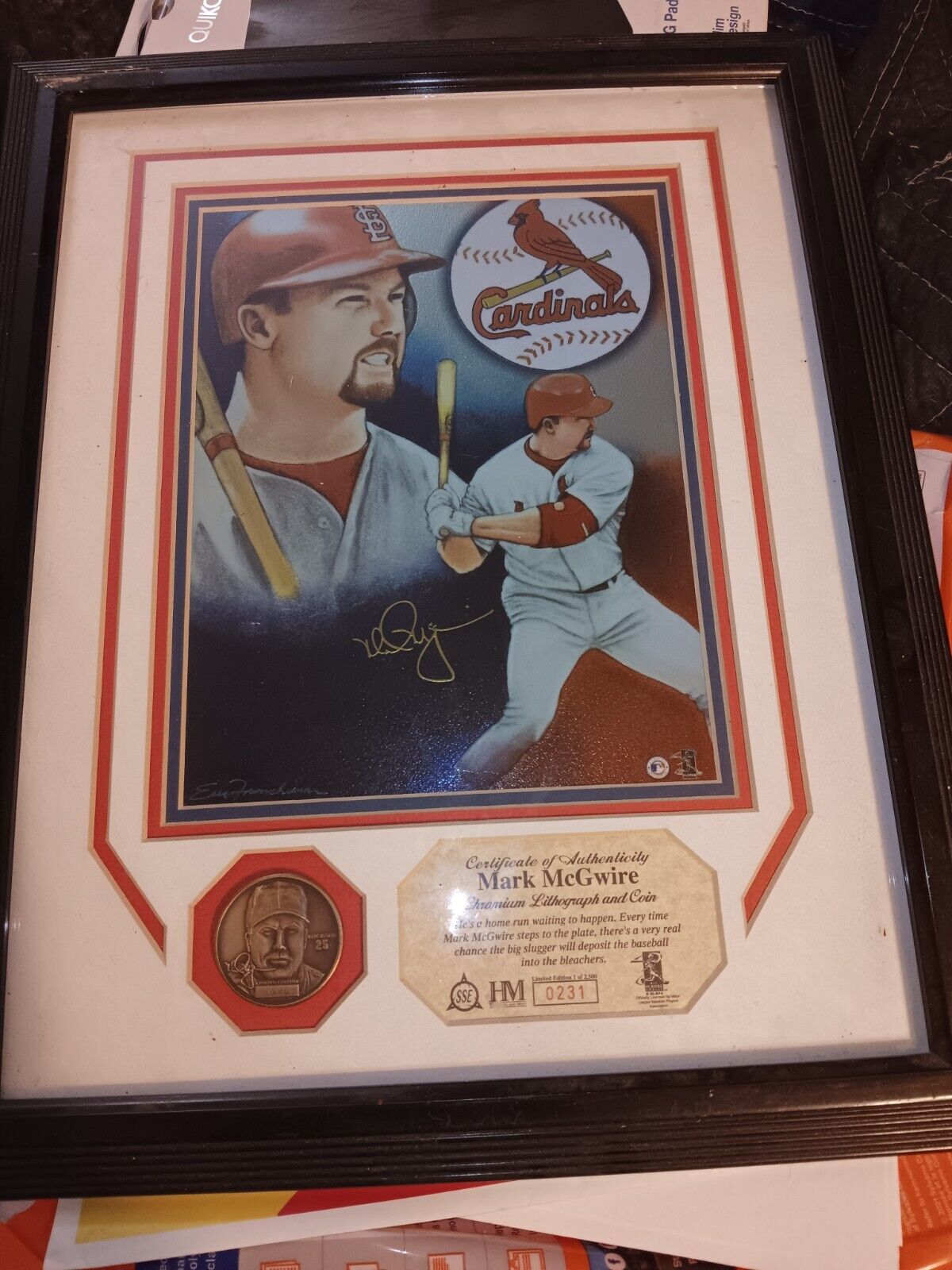 Mark Mcgwire Signed Lithogram With Coin And COA