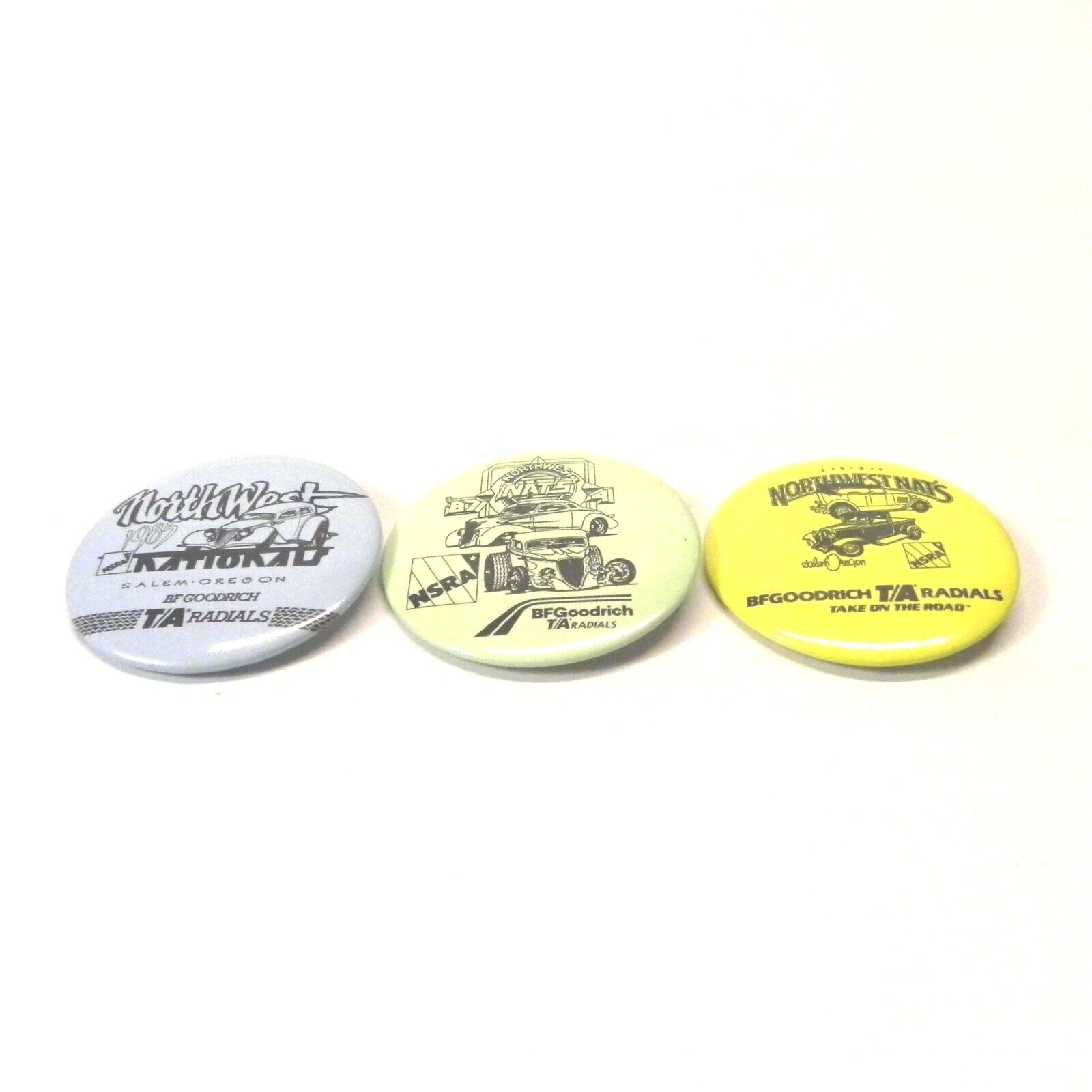 VINTAGE 1985-87 NORTH WEST NATIONALS SALEM, OR BF GOODRICH PINS BUTTONS LOT OF 3