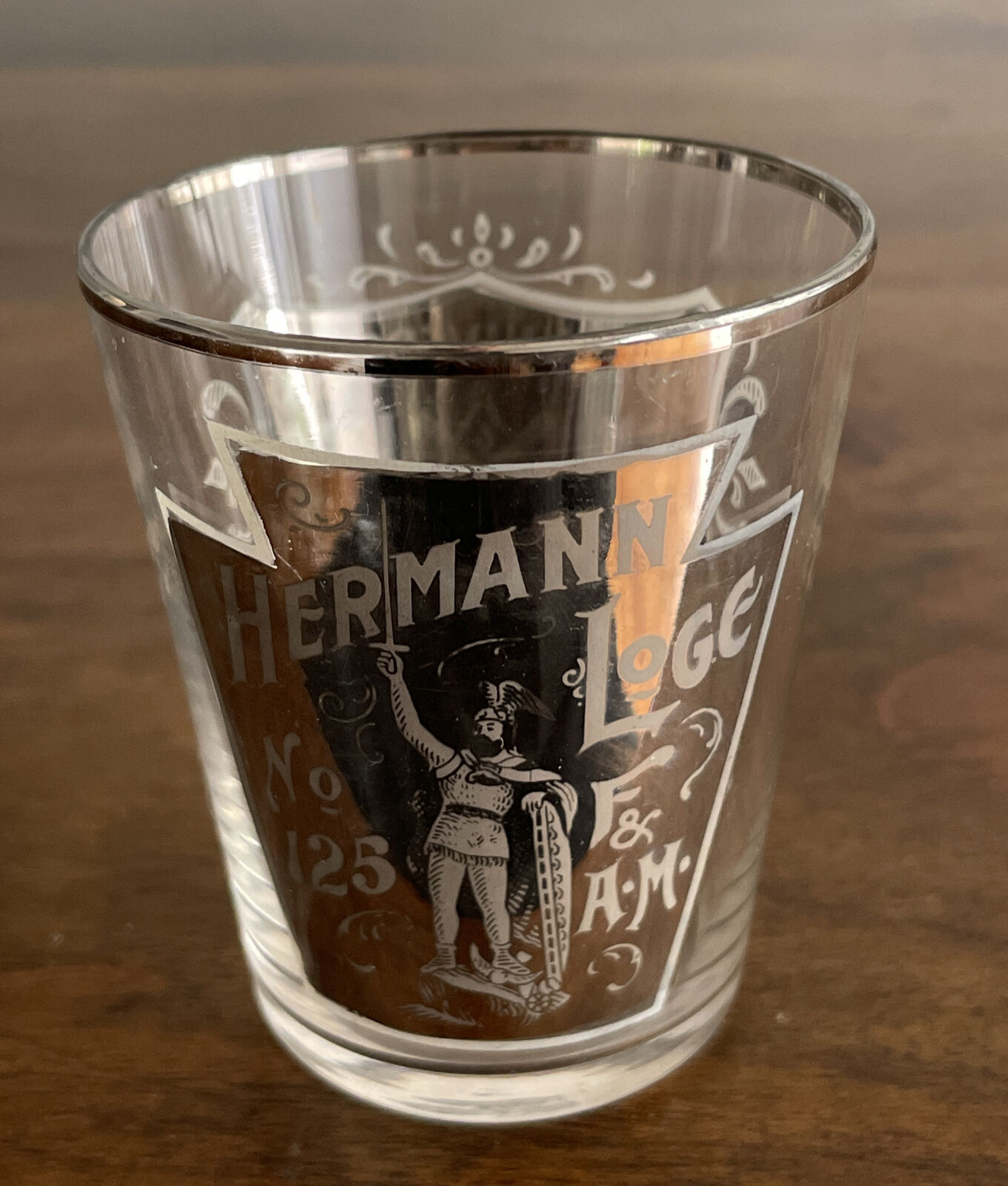 RARE Antique Hermann Lodge F & AM Masonic 1810-1900 90th Anniversary Glass