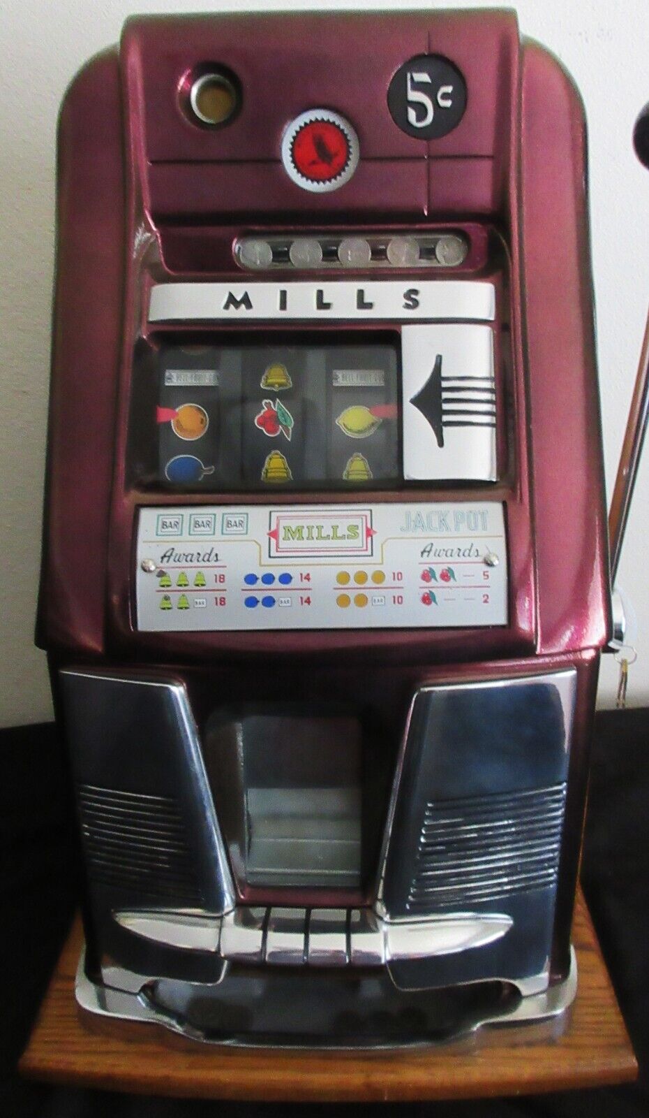 Mills  5c  High Top Slot Machine Circa 1940 original fully restored