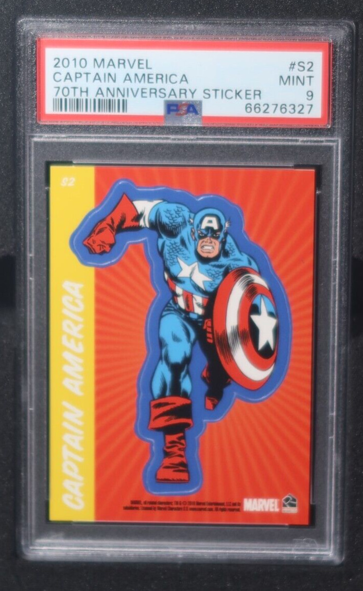 2010 Marvel 70th Anniversary Sticker CAPTAIN AMERICA #S2 PSA 9 MINT