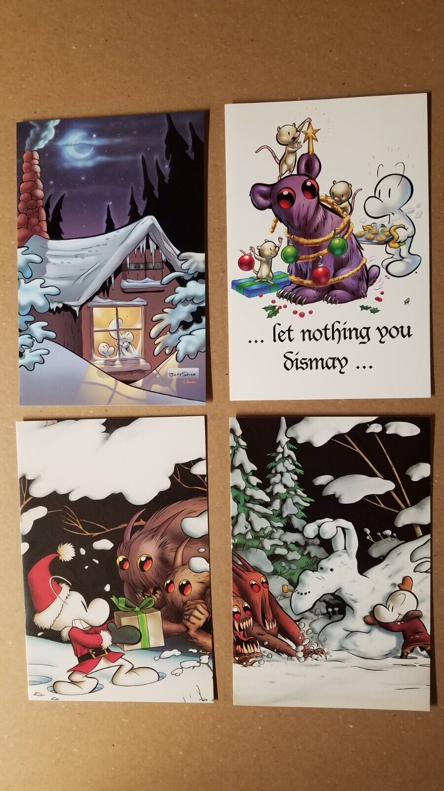 1988 Jeff Smith - BONE -  Lot Of 4 Holiday Christmas Cards