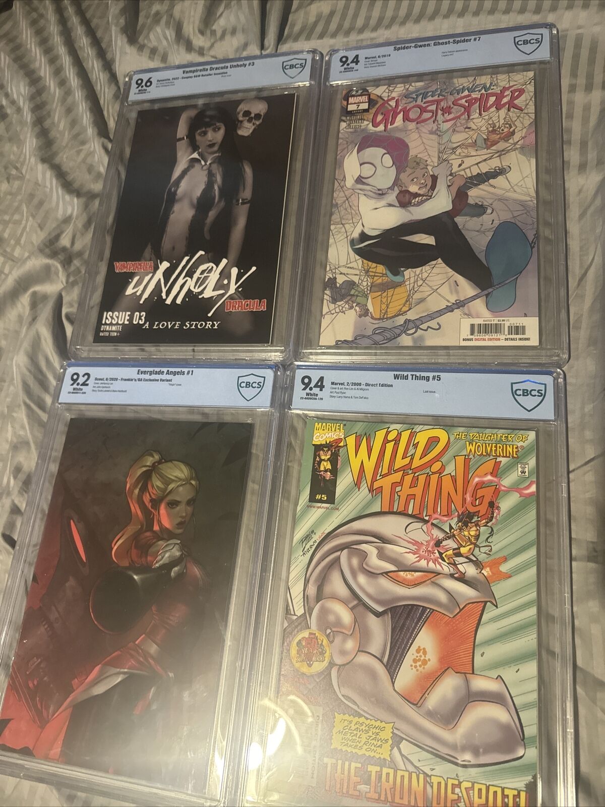 Lot Of 4 CBCS Graded Comics.Spider Gwen, Vampirella, Everglade Angels,Wild Thing