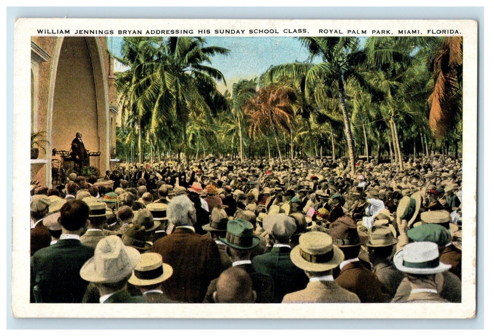 c1920\'s William Jennings Bryan Sunday School Class Palm Park Miami FL Postcard
