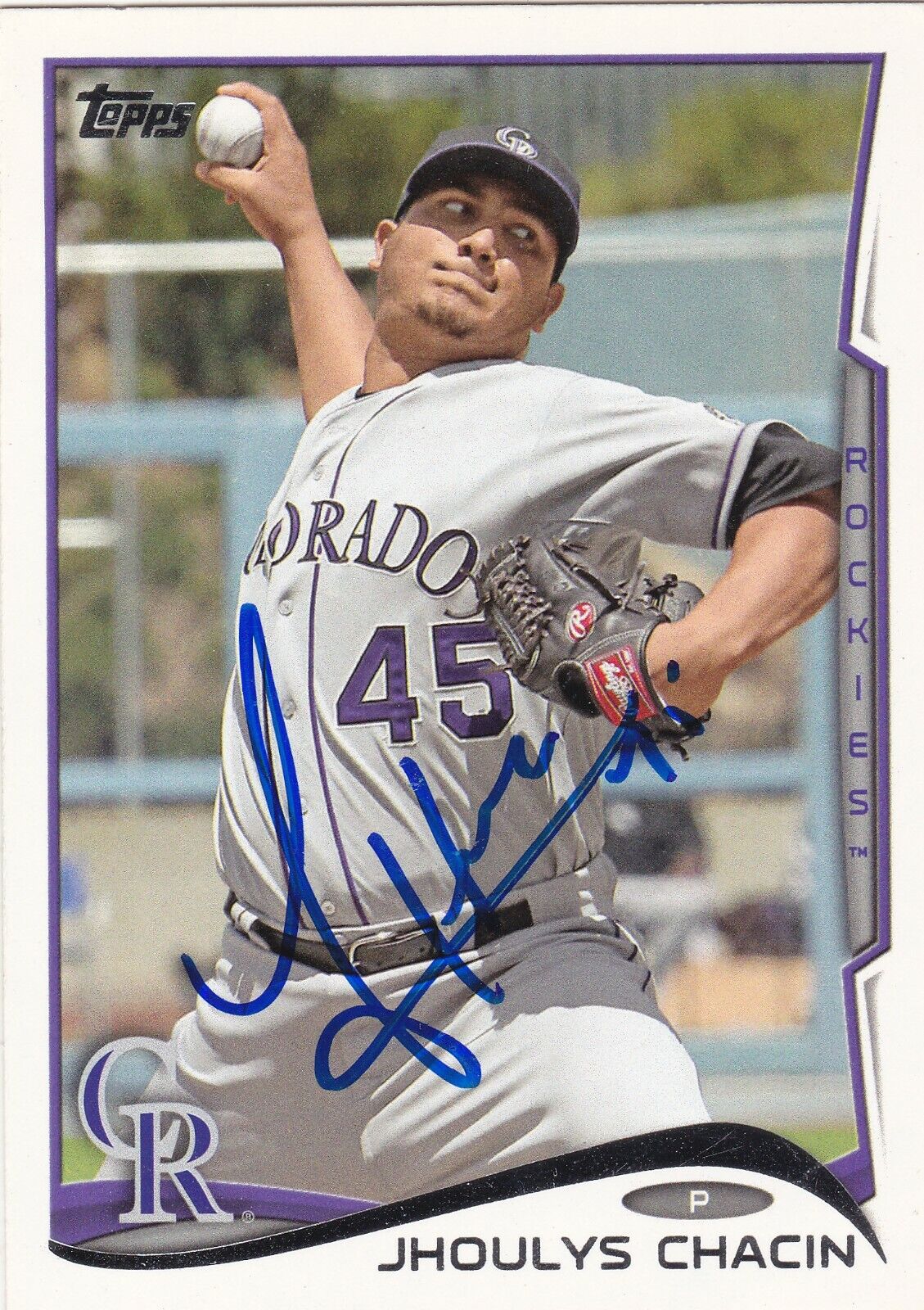 JHOULYS CHACIN COLORADO ROCKIES SIGNED CARD BRAVES ANGELS BREWERS RED SOX PADRES