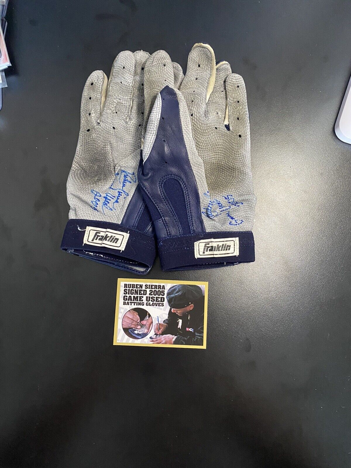 Ruben Sierra Signed Game Used Batting Gloves - Authenticated by Elite