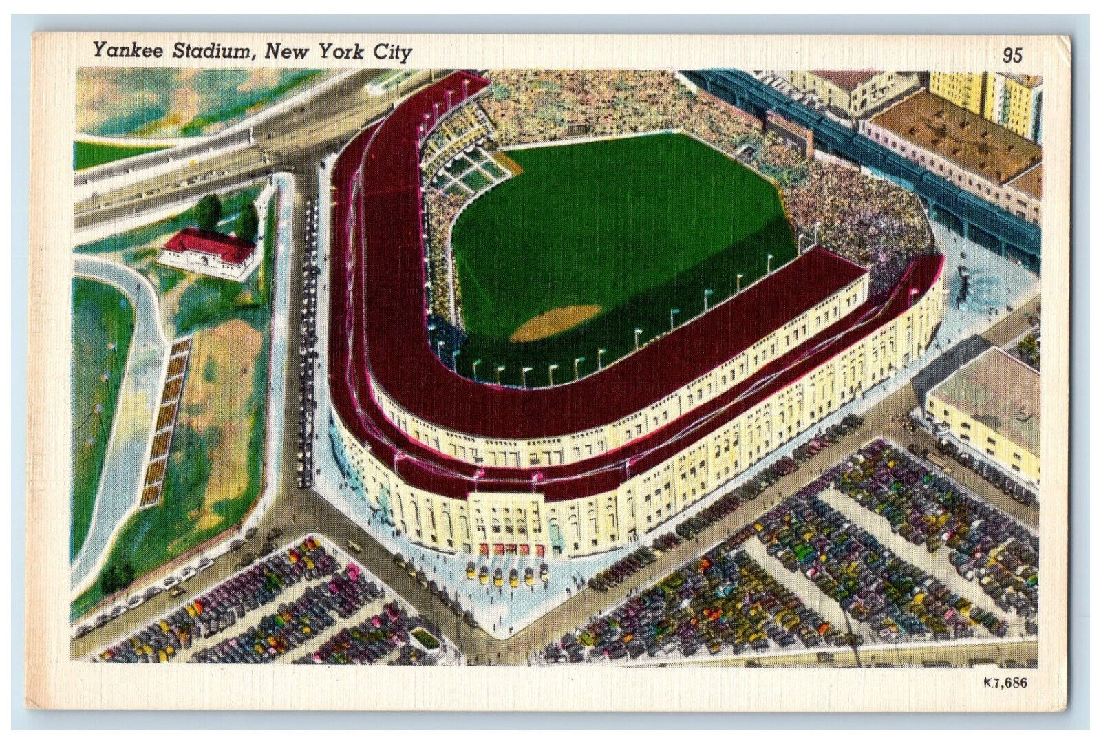 c1940\'s Crowded Yankee Stadium New York City NY Unposted Vintage Postcard