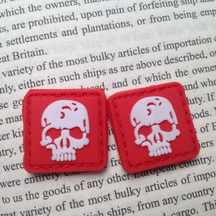 2 Pcs RED T-Skull TAD PVC 3D Tactical ARMY PATCH for Clothes & Bag