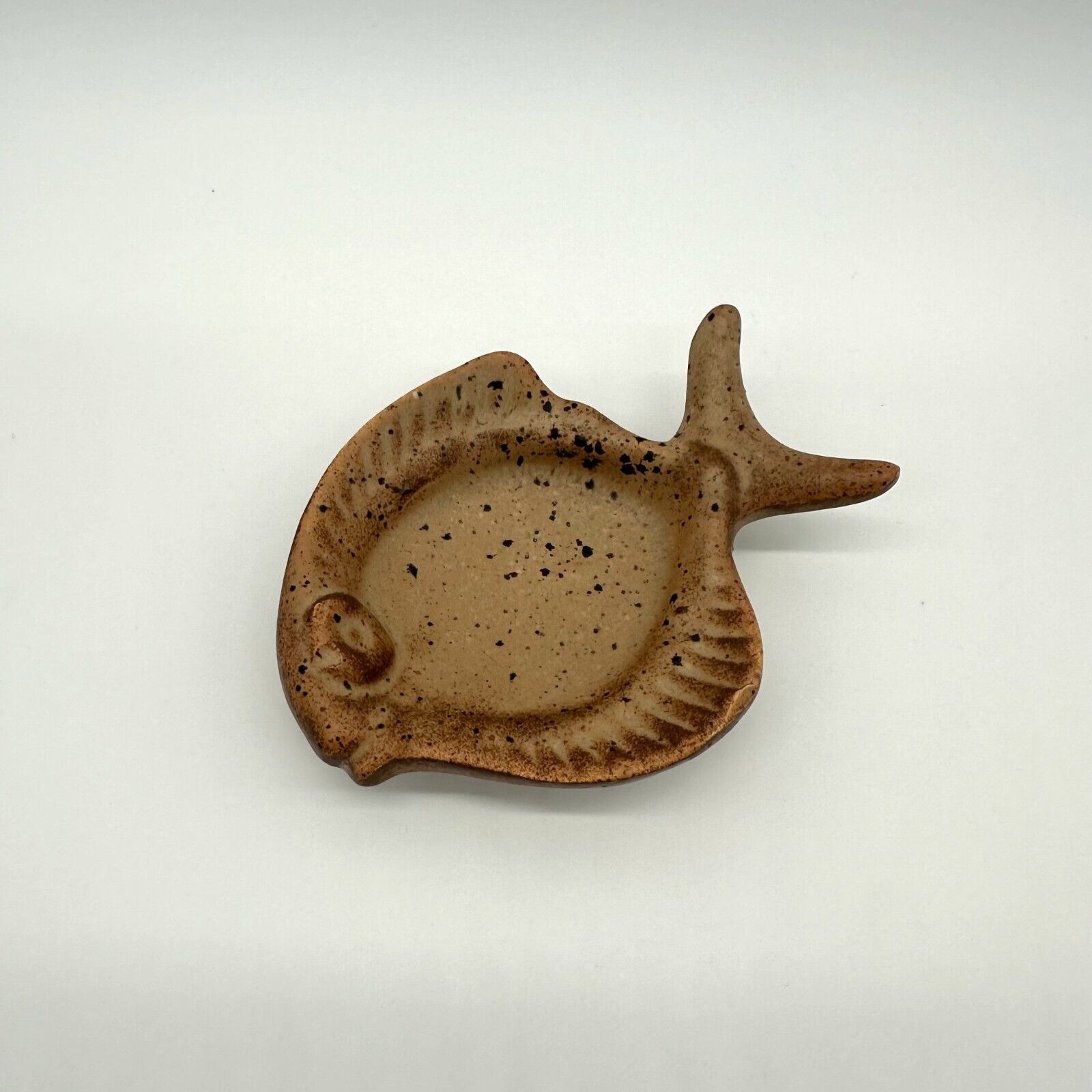 Vintage Trinket Dish Fish Dish France Vallauris Pottery Brown Speckled Figural