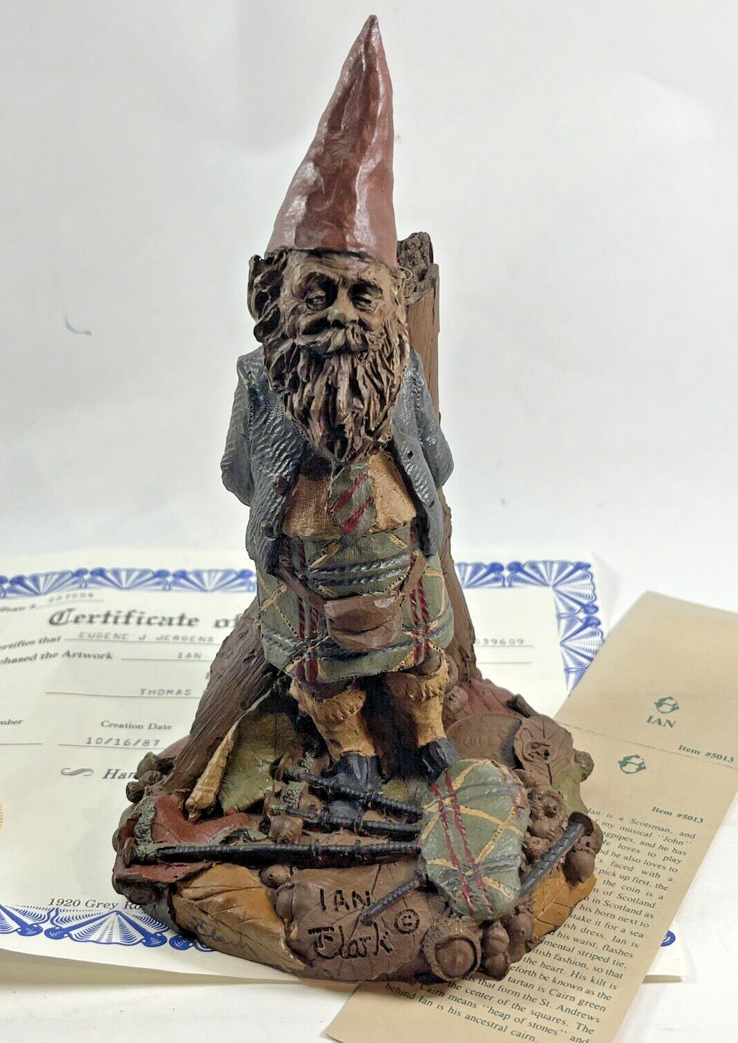 Vintage Ian Tom Clark Gnome Cairn Studios with COA & Story Signed