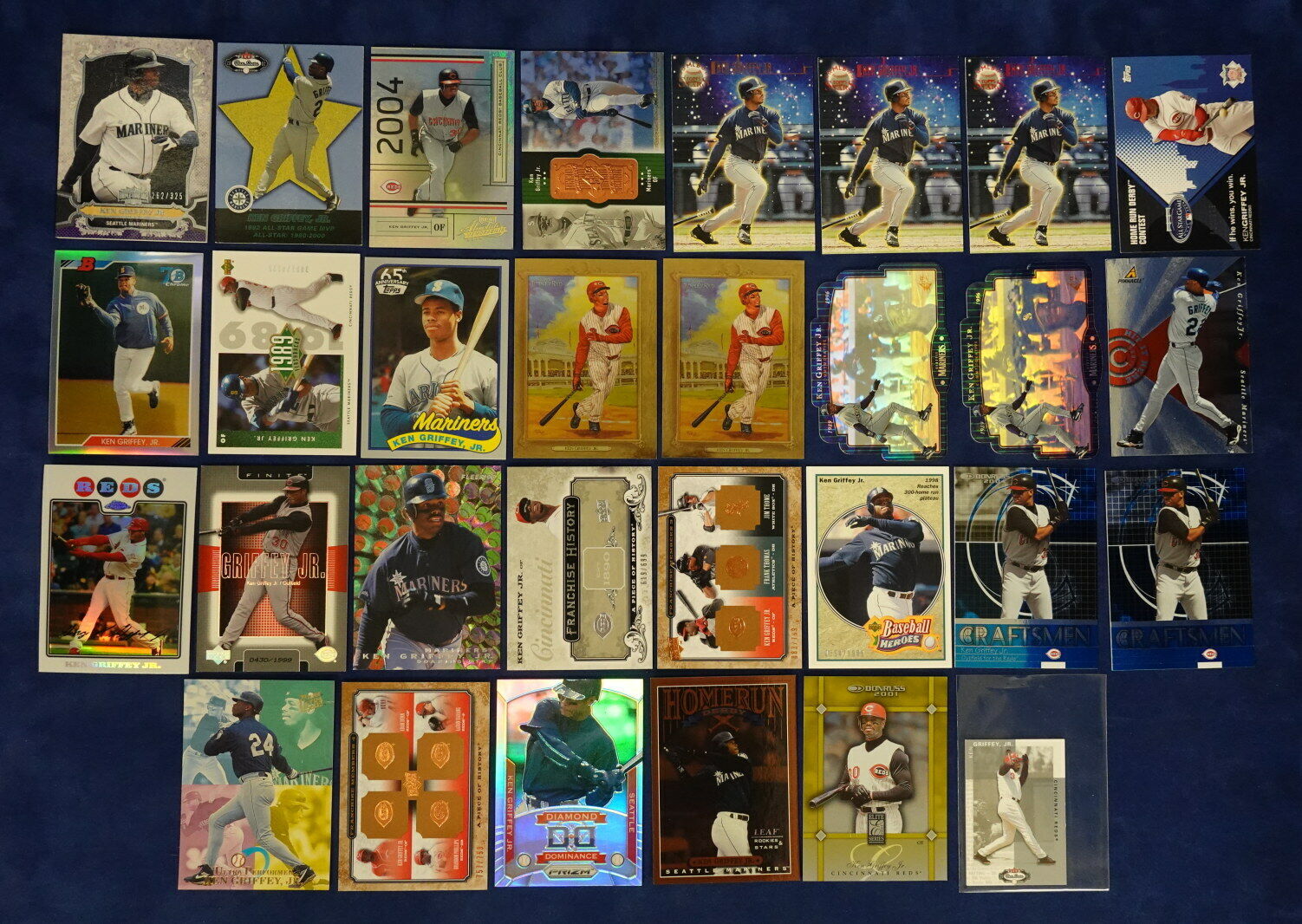 KEN GRIFFEY JR. ALL INSERT NUMBERED REFRACTOR LOT OF 30 MINT LOADED *253258