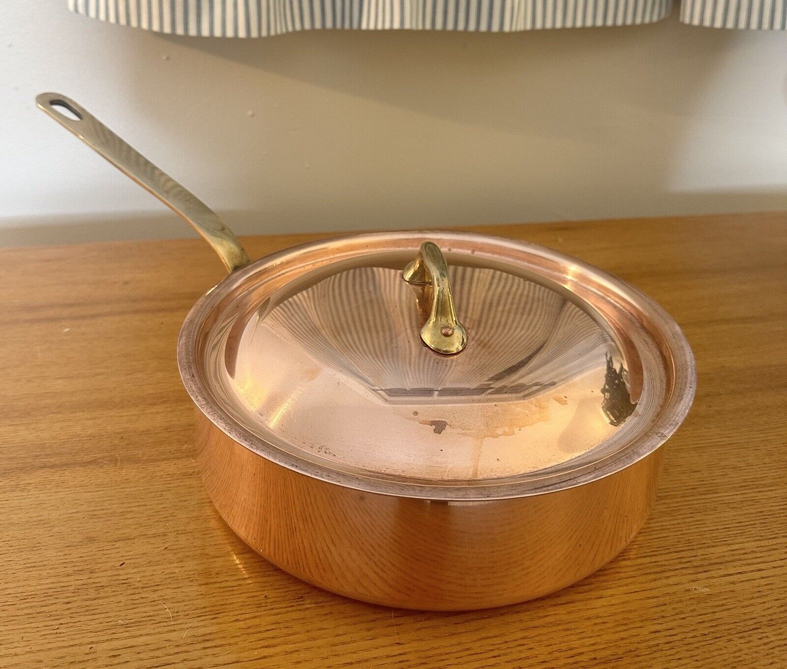 Vintage Mauviel Copper 9.5” Sauté Pan and Lid Made in France Original Condition