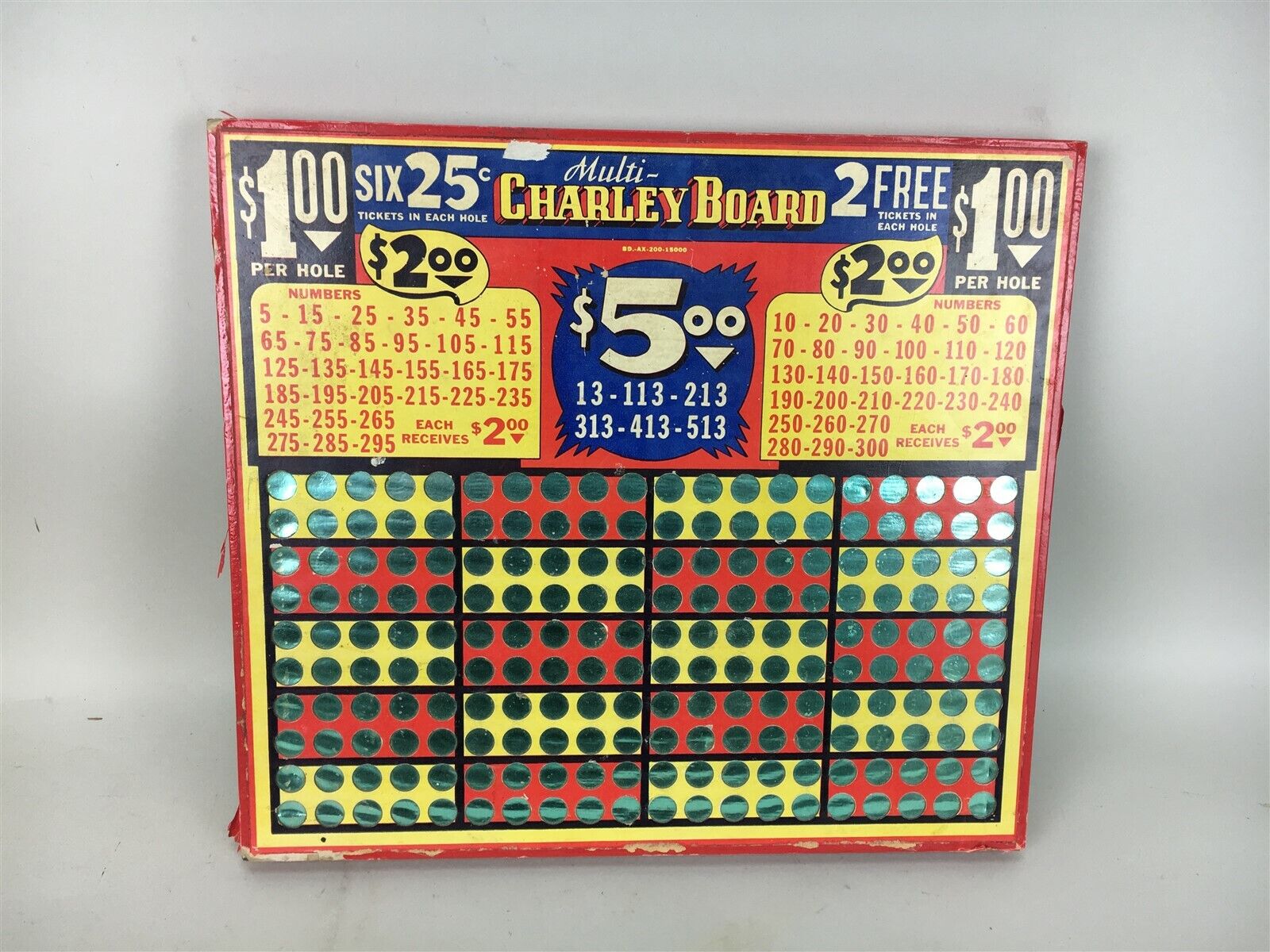 Vintage Unpunched Charley Board Multi Charley Punchboard $1 Per Hole