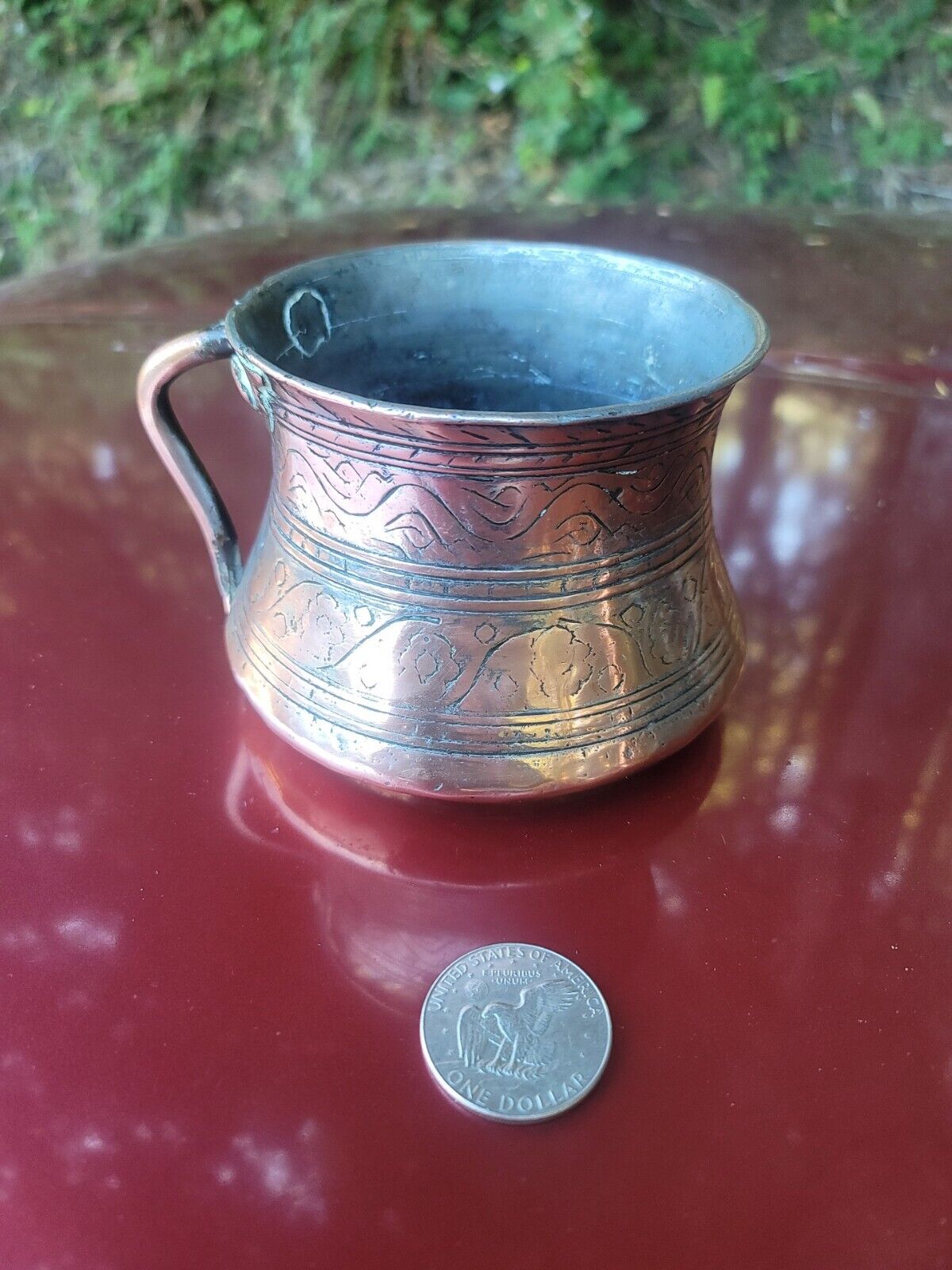 Remarkable Antique Handmade Copper Tankard☆Old Heavy Copper Cup
