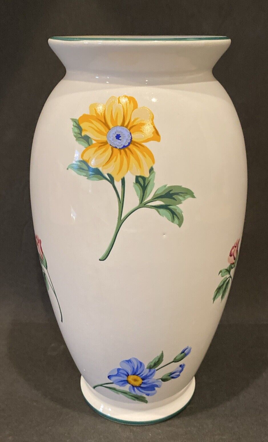 Tiffany & Co Porcelain Vase Multi Colored Hand Painted Floral Motif Gorgeous 9”