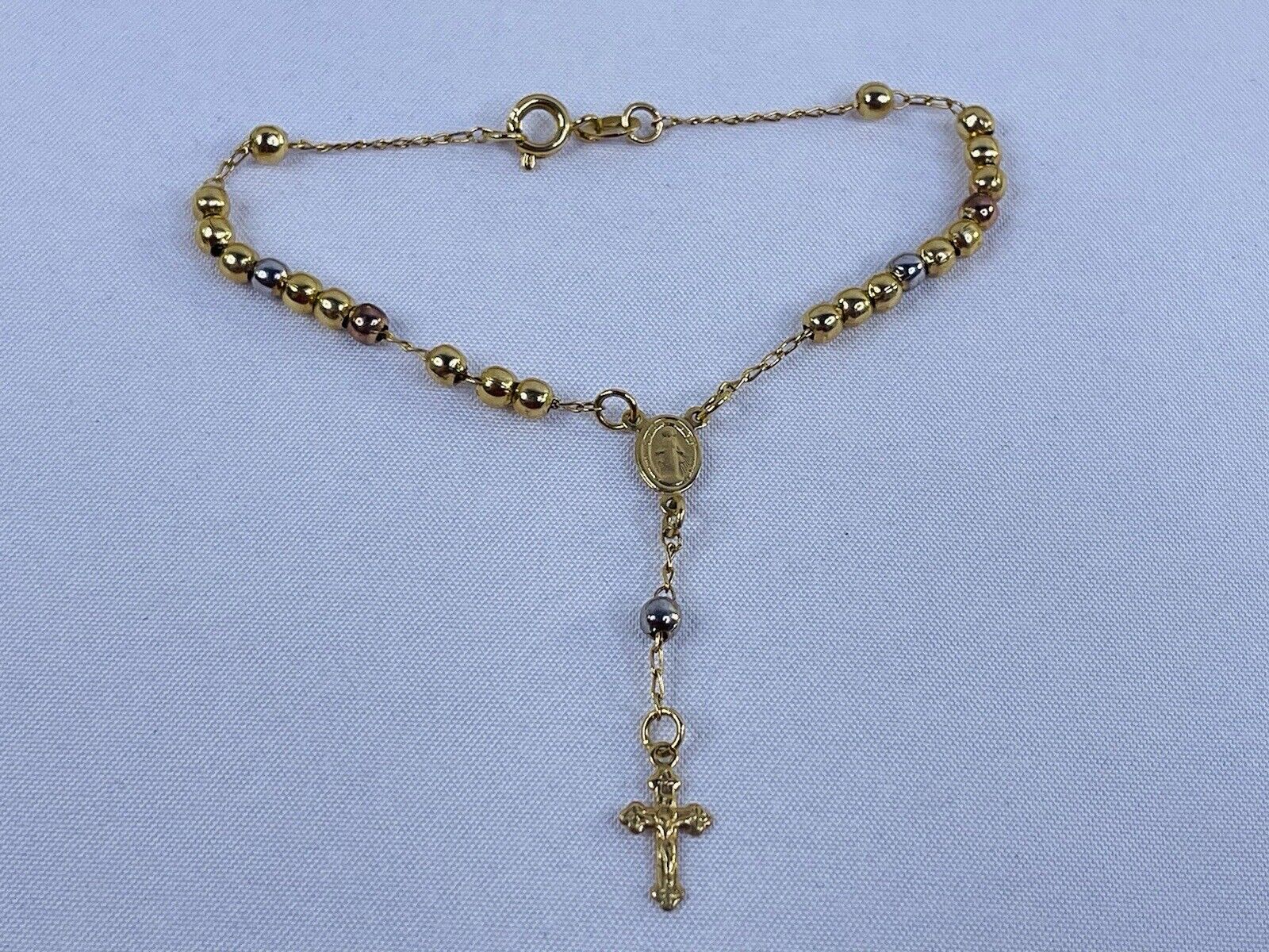 18K Plumb Gold Small Bracelet Charm Cross, Stamped , Tested.