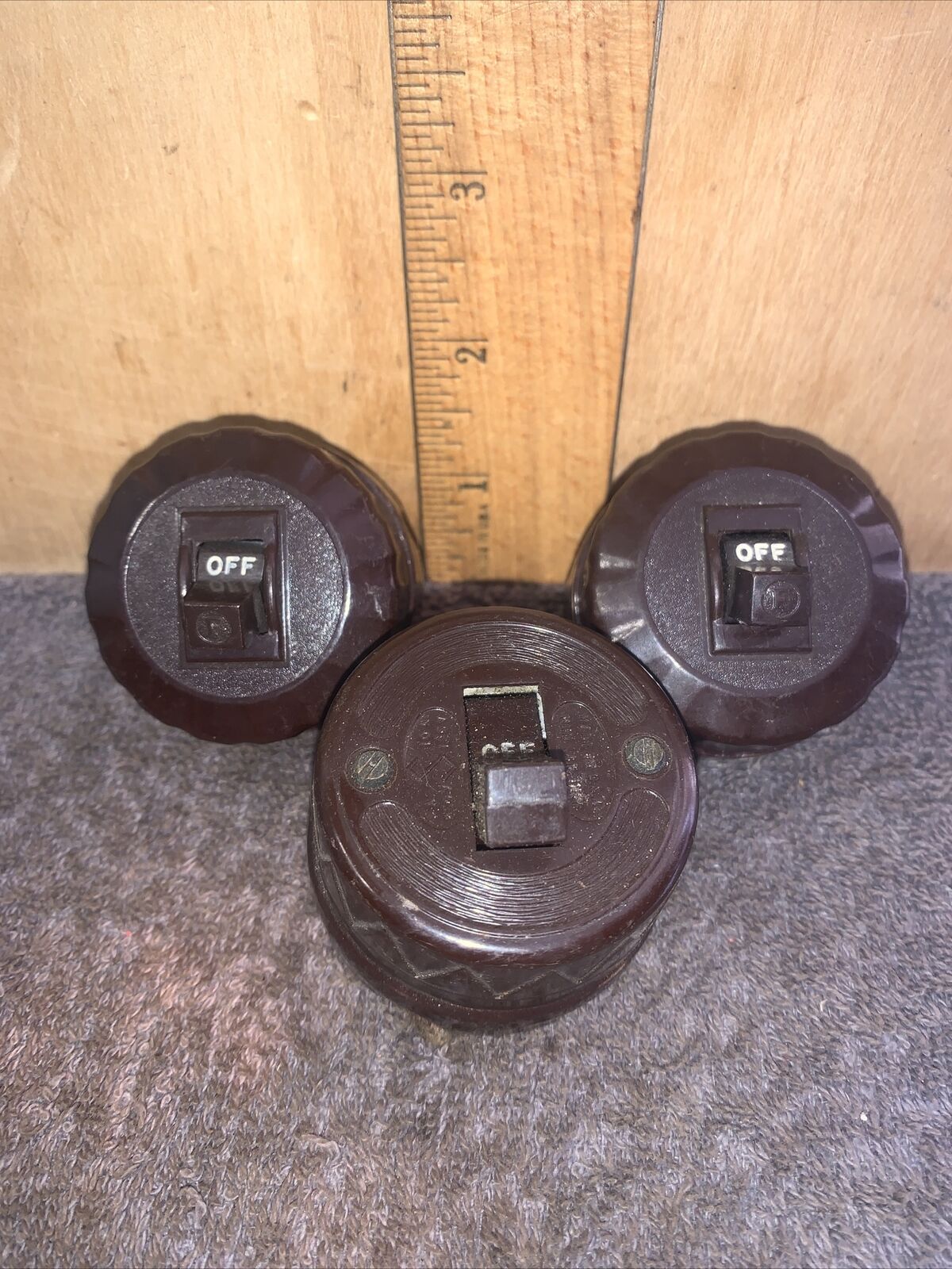 3 Antique ( On/off Switches ) Reclaimed Salvage
