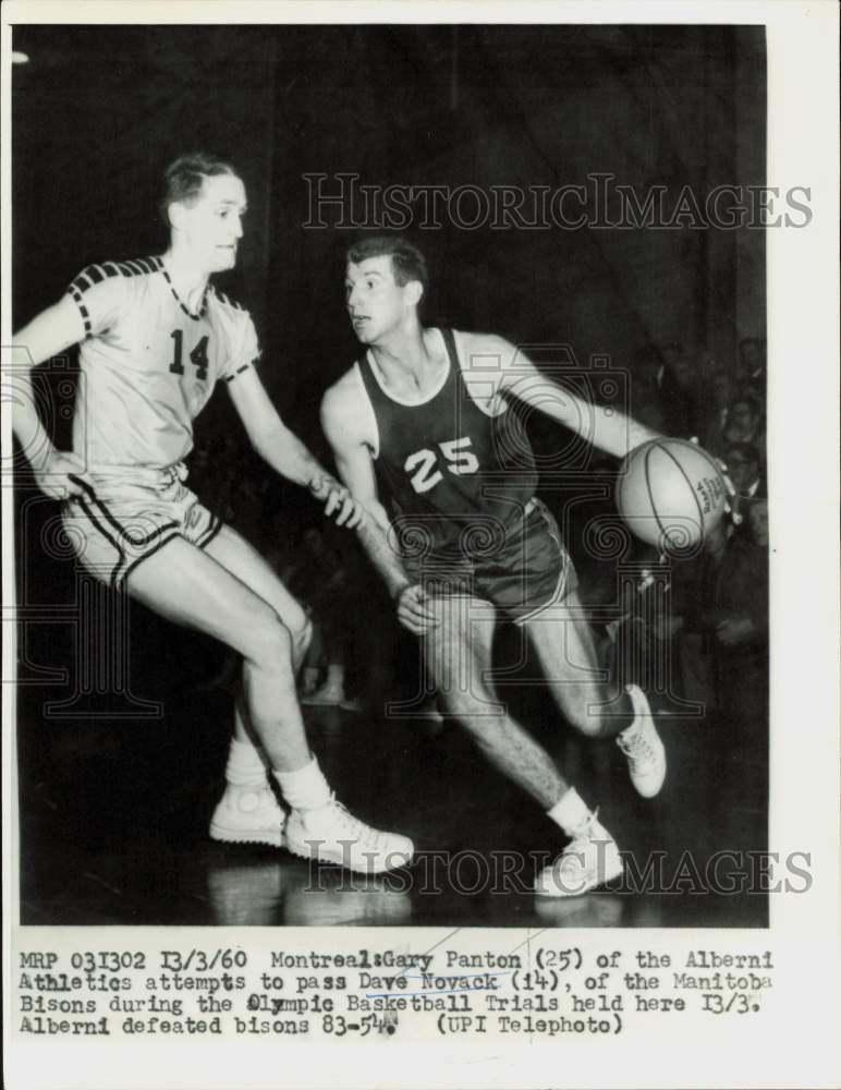 1960 Press Photo Gary Panton & Dave Novak in Olympic basketball trials, Canada