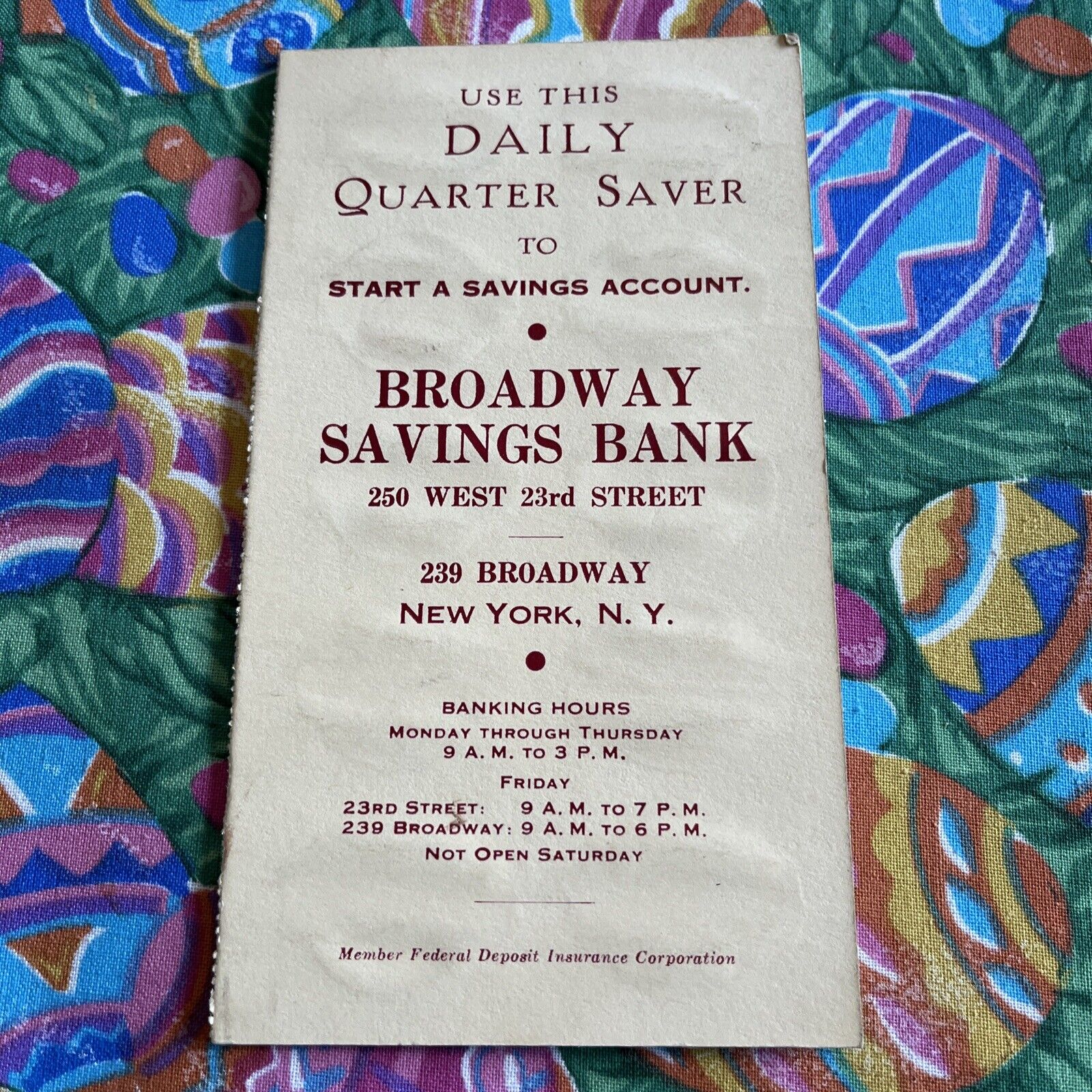 Broadway Savings Bank Quarter savings Account Starter Pamphlet