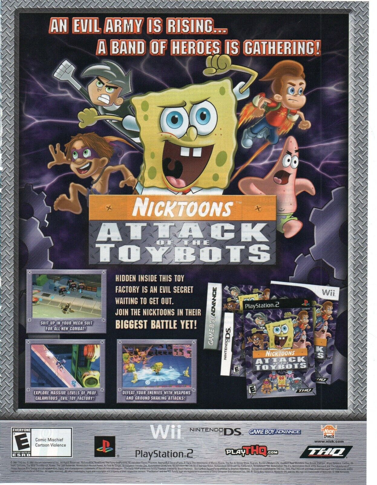 2007 Nicktoons Attack of the Toybots PS2 Wii GBA Promo Video Game Ad RARE