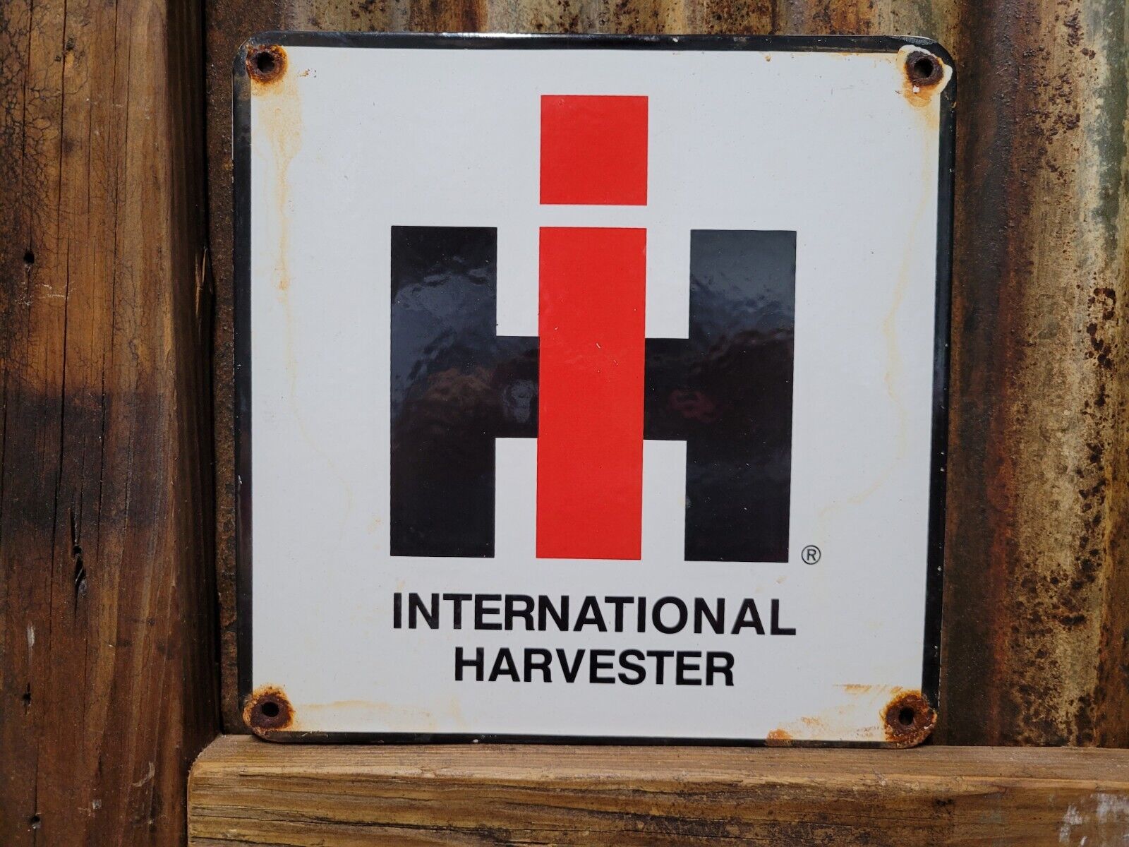 VINTAGE INTERNATIONAL HARVESTER PORCELAIN SIGN FARMING TRACTOR DEALER SALES 12\