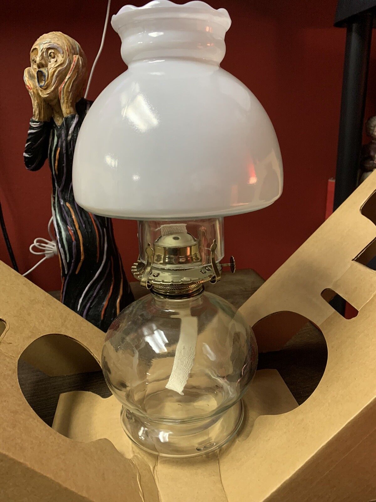 Vintage Fairfax Lamplight Farms Glass Oil Lamp 13 1/2” Tall 116MT Line 3 1983