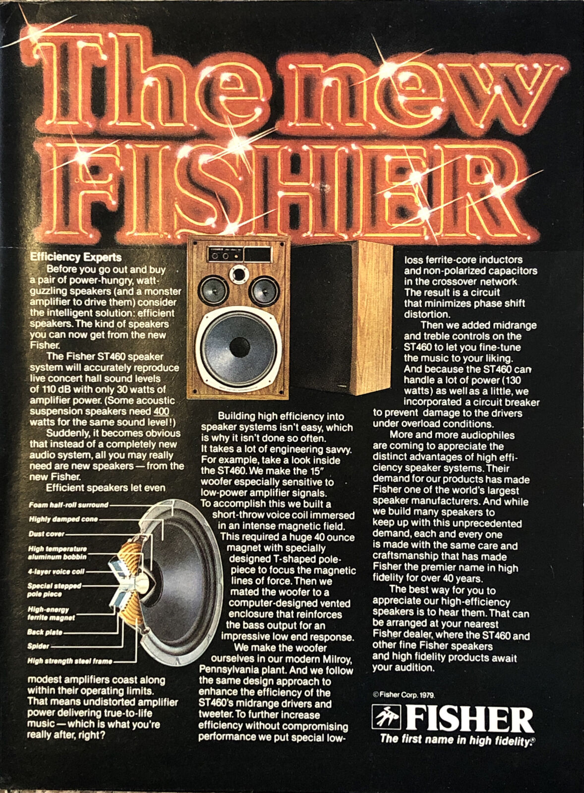 PRINT AD 1979 Fisher ST460 Speaker System New Fisher 1st Name In High Fidelity