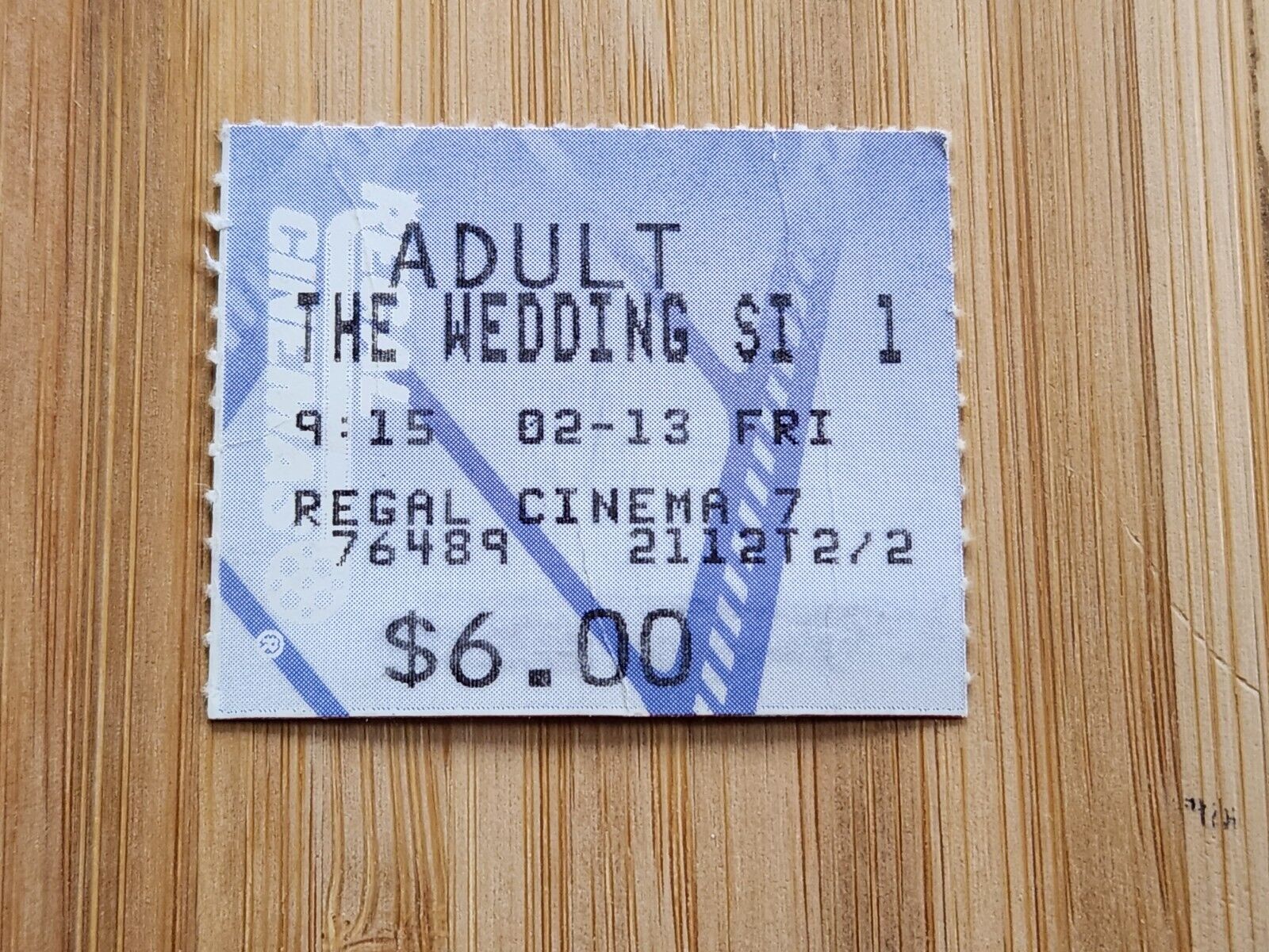 THE WEDDING SINGER Ticket Stub The Wedding Singer Movie Ticket Stub Adam Sandler