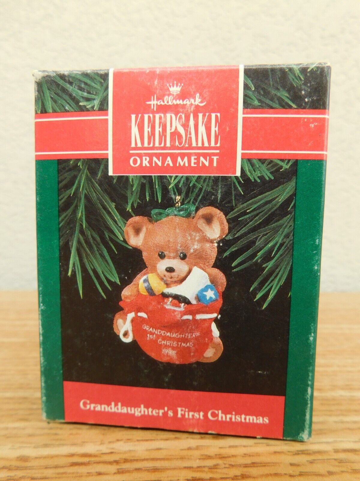 Vintage 1992 Hallmark Grand Daughters First Christmas Bear Ornament