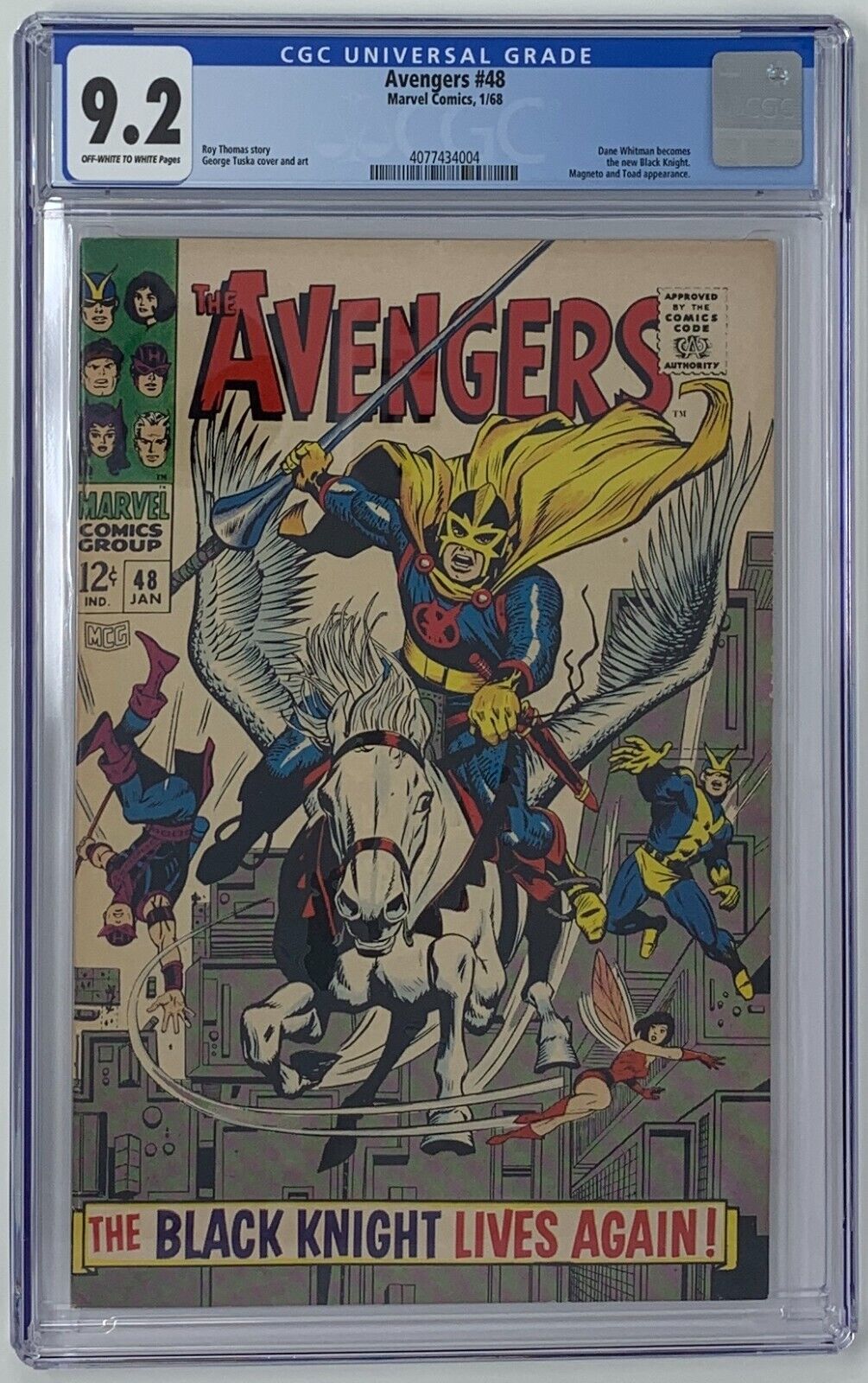 Avengers #48 CGC 9.2 1968 Dane Whitman becomes new Black Knight Magneto app