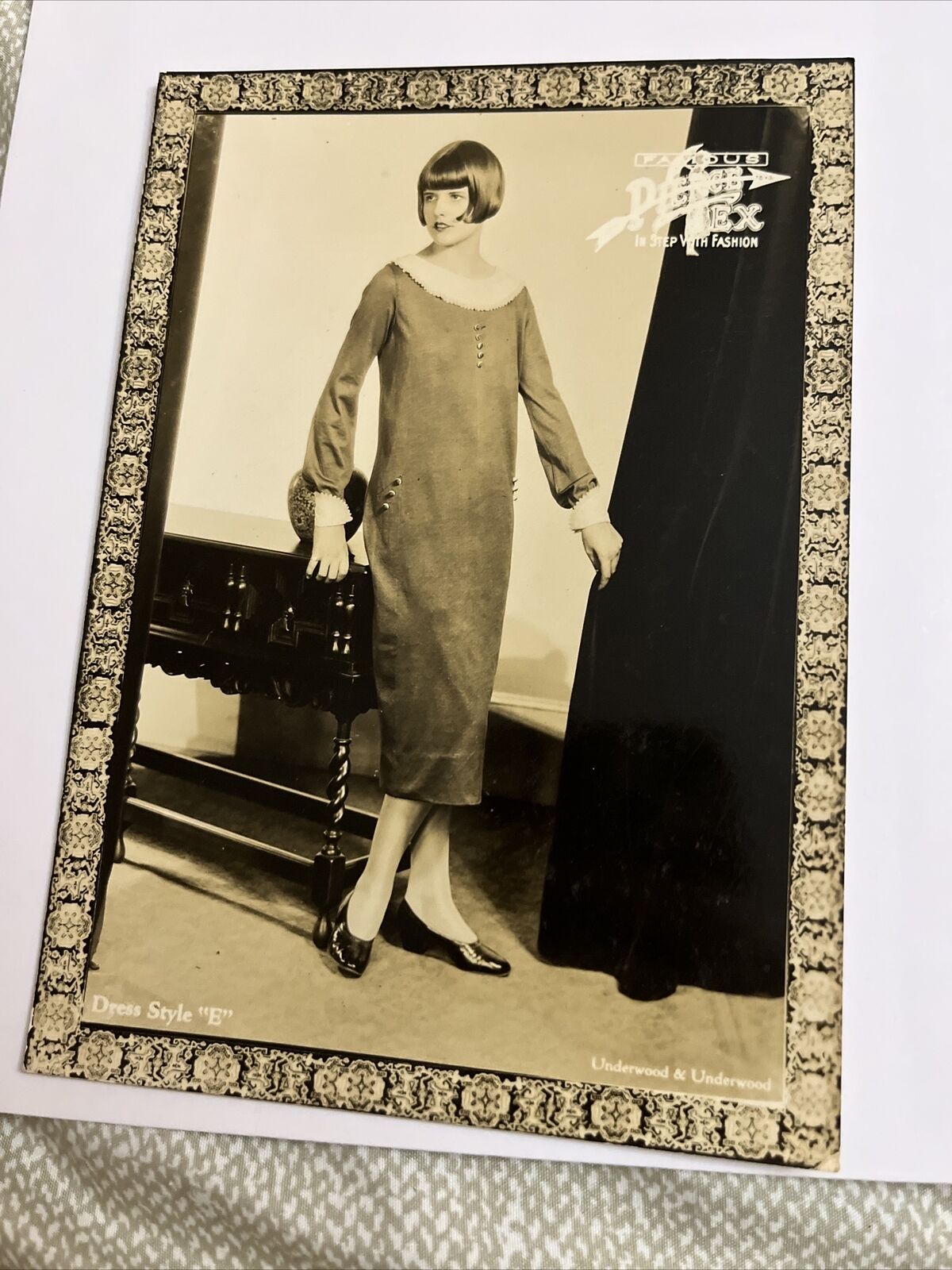 Vintage Deco Era Fashion Photo Advertisement Sample LH Pierce Textile Dress E