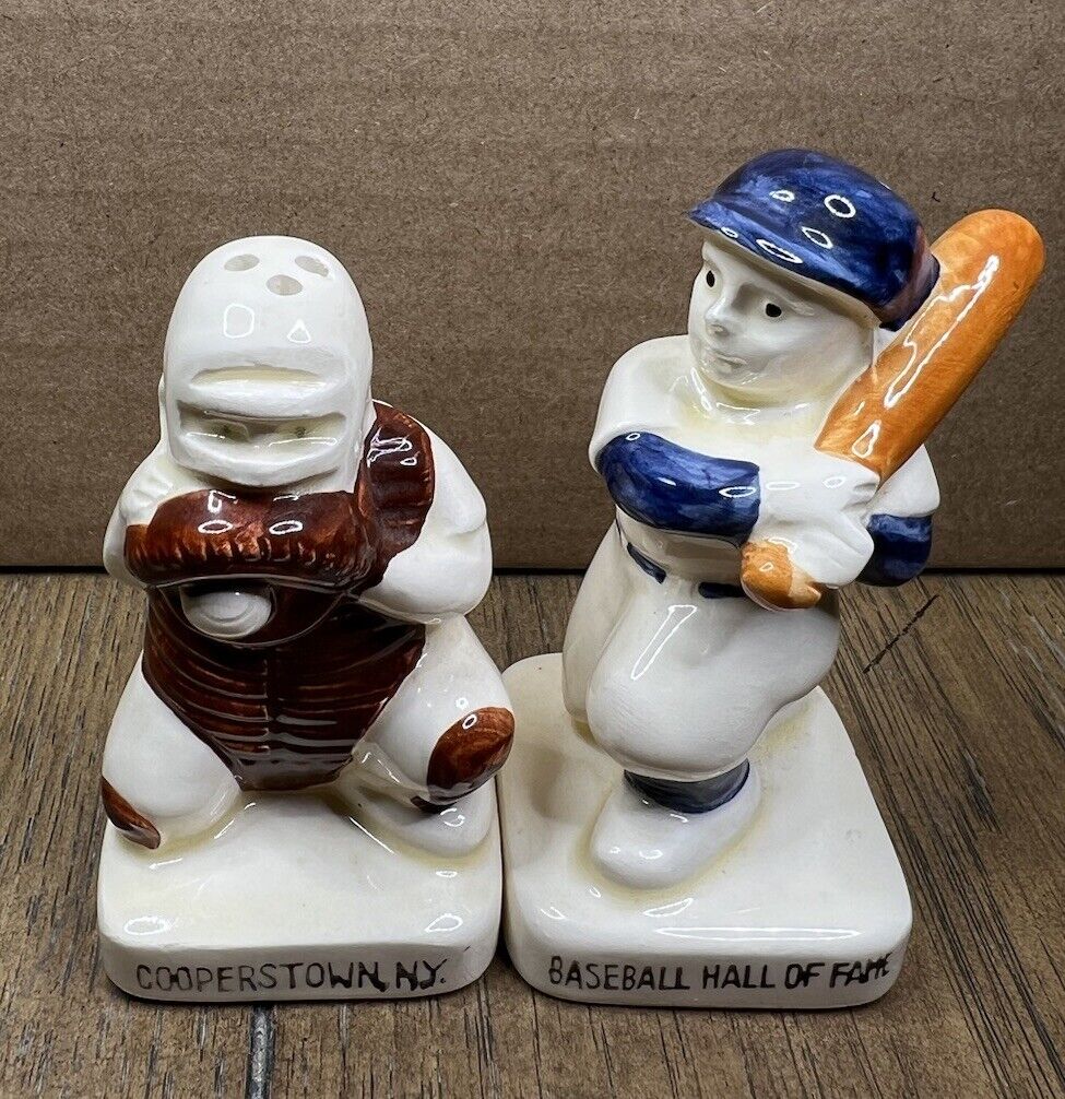  Vintage Cooperstown, NY Baseball Hall Of Fame Salt And Pepper Shakers 