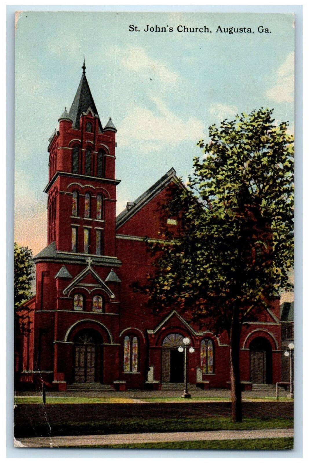 1918 St. John's Church Augusta Georgia GA Antique Posted Silvers 5 & 10 Postcard