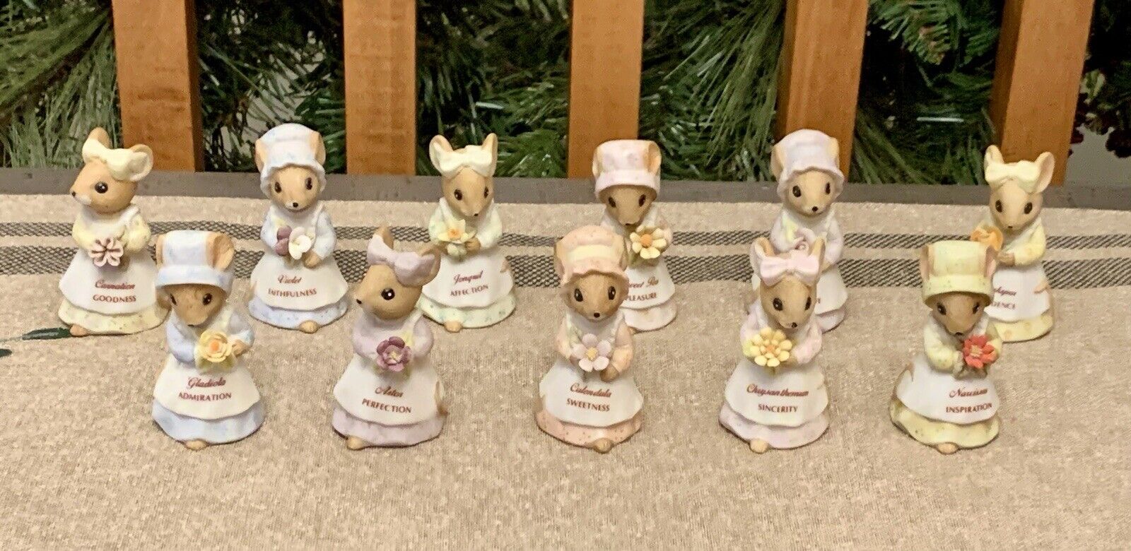 11 Vintage Enesco Country Calico Mice Mouse Cracker Barrel Months of the Year