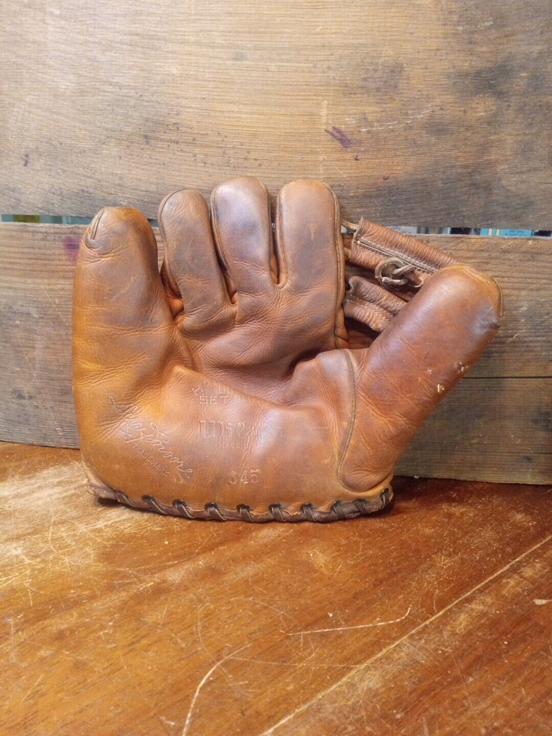 Vintage 1940s Wilson Leather Baseball Glove Split Finger Mitt HOF 645