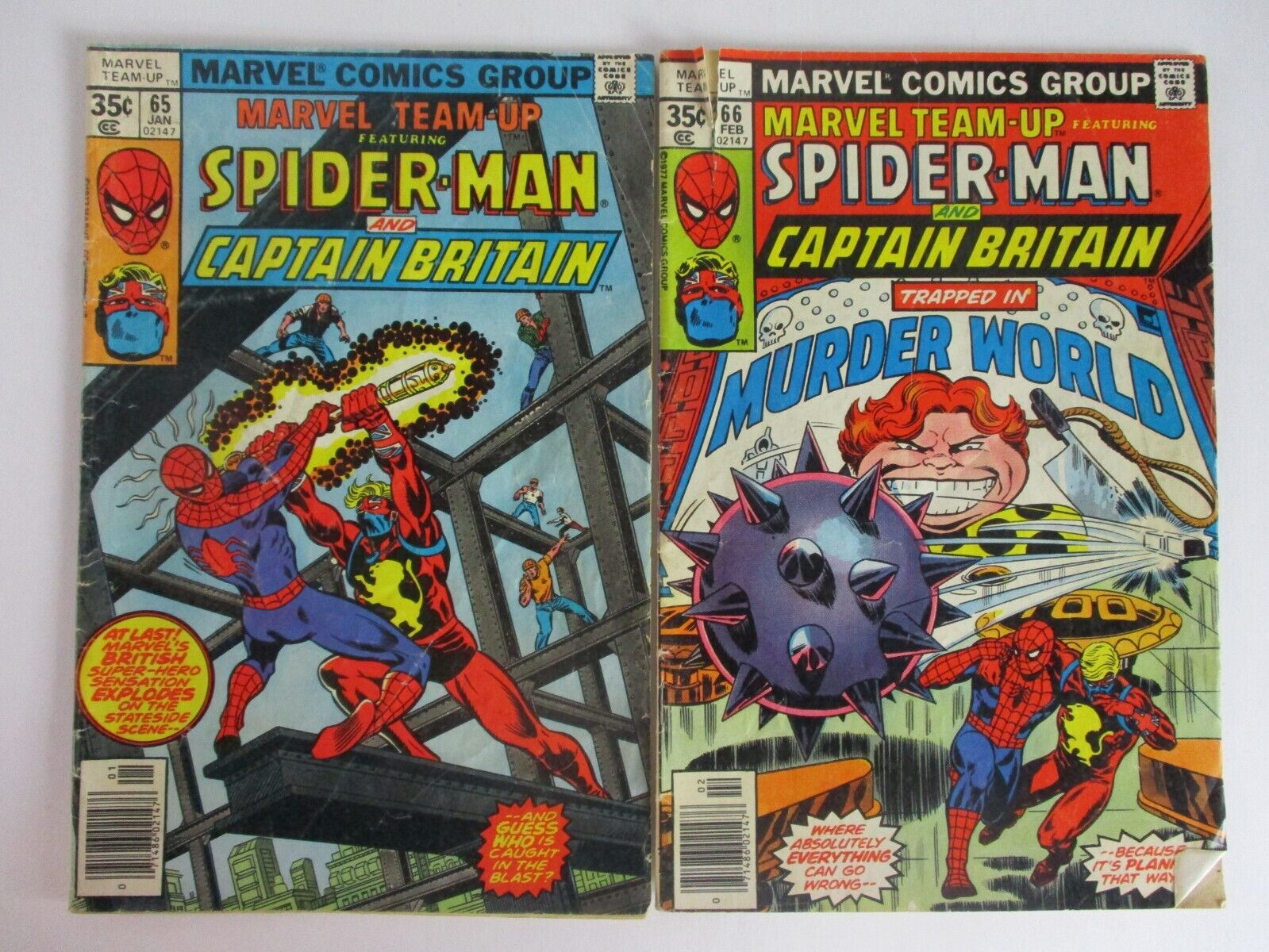 Marvel Comics MARVEL TEAM UP: Spider-Man Captain Britain #65-66 2x Comics 1978