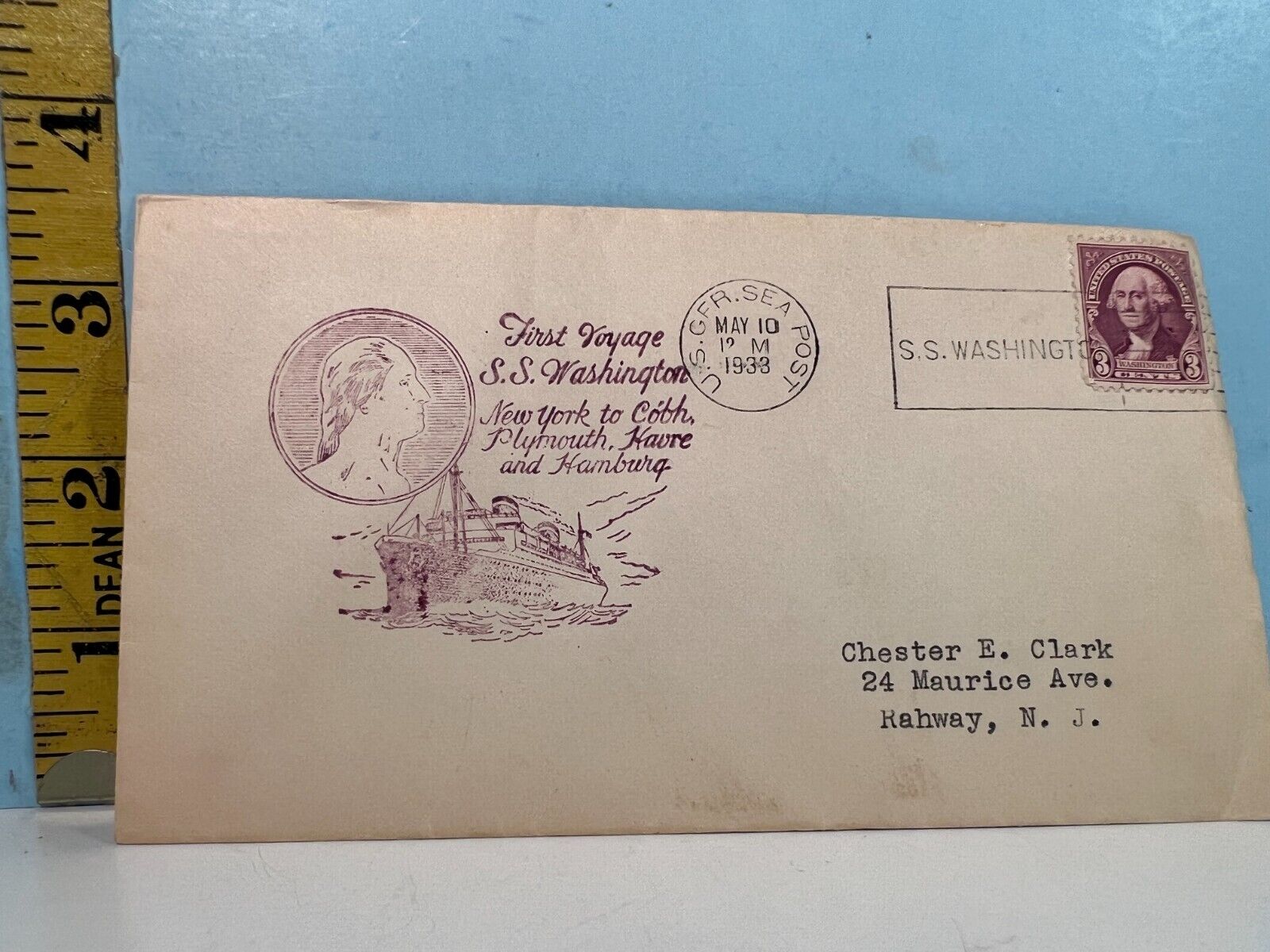 1933 US Washington Envelope/sealed Letter-Canceled 3 Cent Washington Stamp