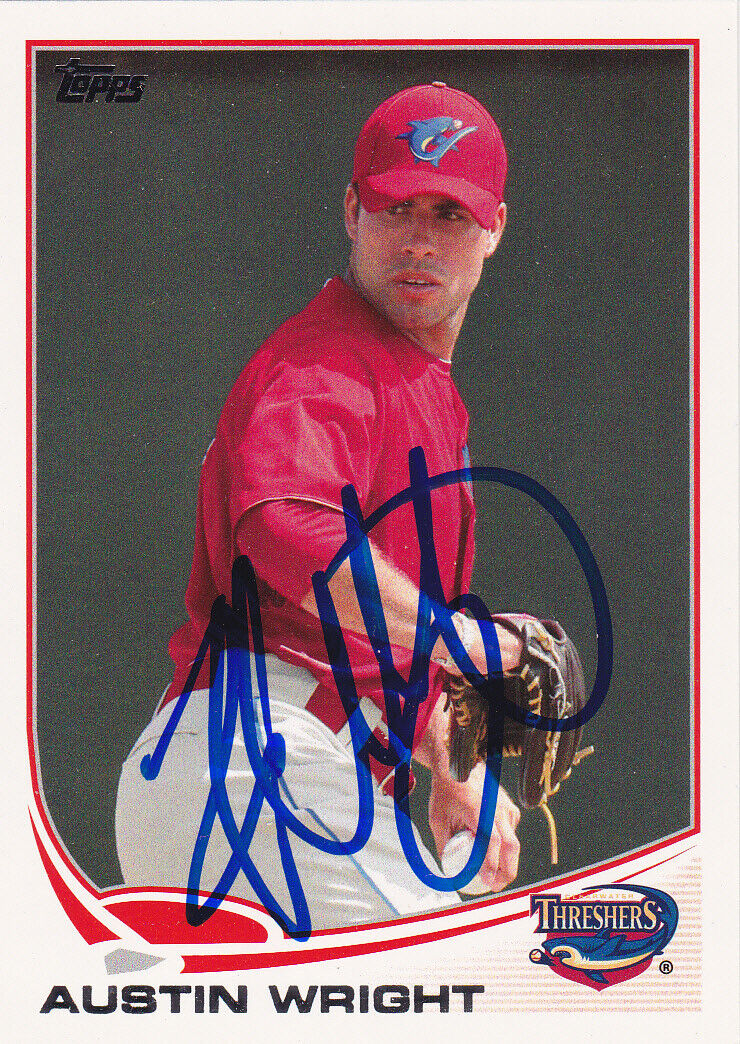 AUSTIN WRIGHT CLEARWATER THRESHERS SIGNED 2013 TOPPS PRO DEBUT BASEBALL CARD