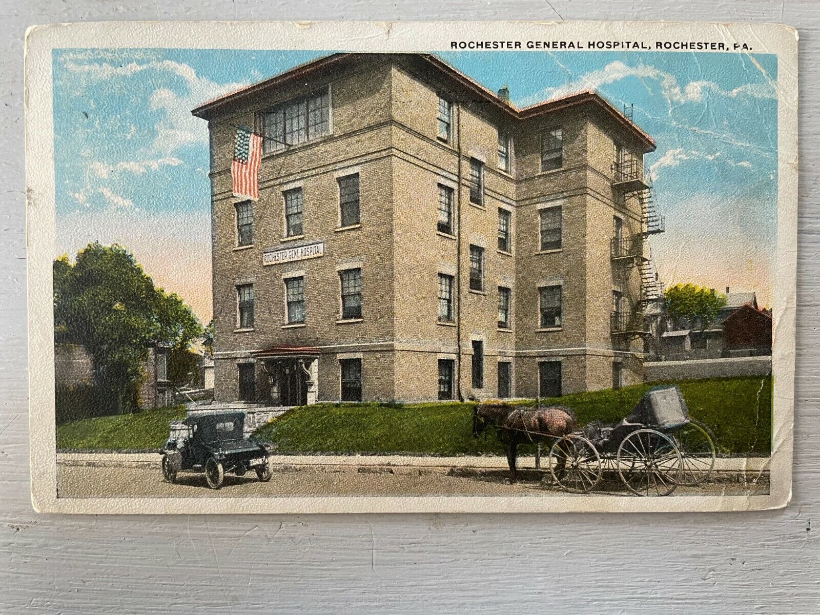 Vintage Postcard 1914 Rochester General Hospital Rochester Pennsylvania