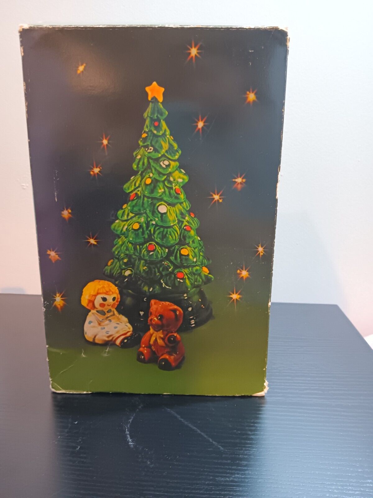 1979 Avon Merry Christmas Tree Hostess Set Ceramic Tree w Salt Pepper in Box