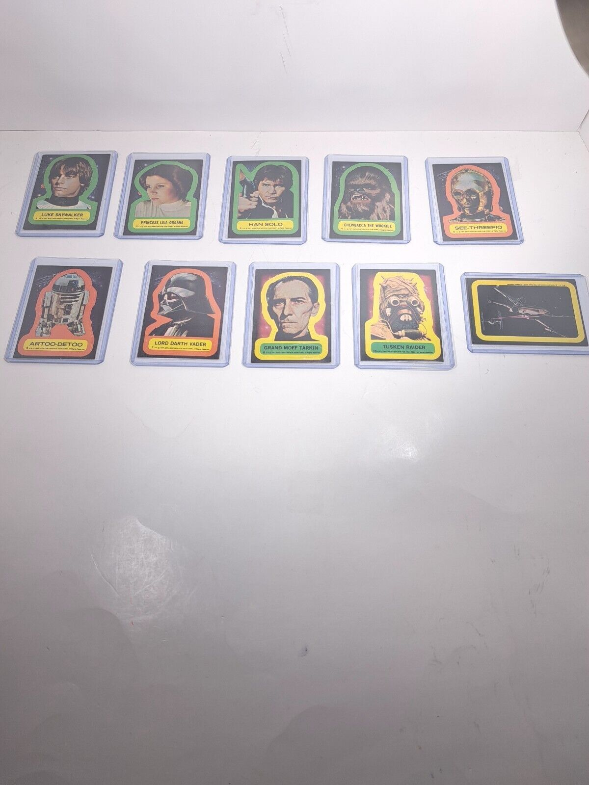 1977 Vintage Star Wars Sticker Cards-10 cards total with 2 protective sleeves