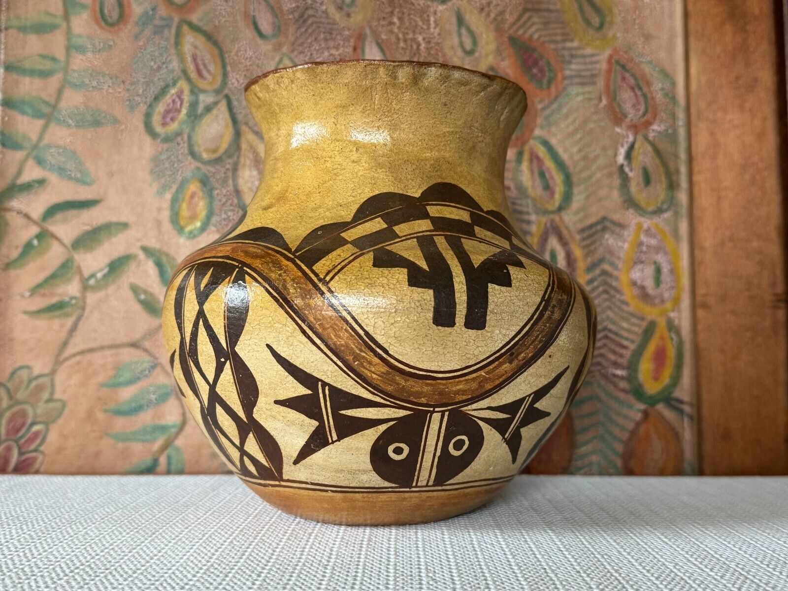 Antique Native American Santo Domingo Southwest Polychrome Pottery Olla