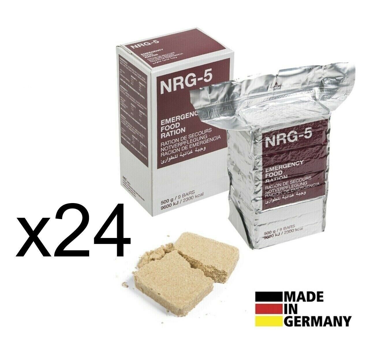 x24 Pack NOTRATION NRG-5 Emergency Food BW Emergency Food Army Emergency Reserve Outdoor