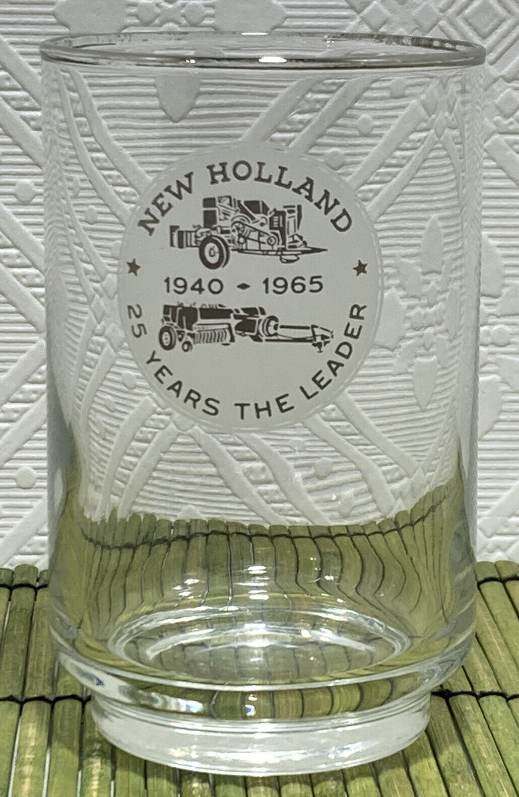 Vintage New Holland Tractors Balers 25 Years Commemorative Glass 1940-1965